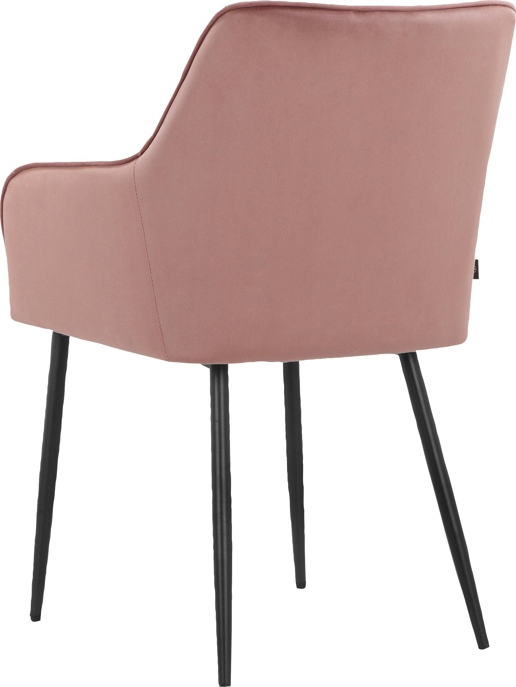 Leonique Stoel met armleuningen Montmerle Zacht verdikte zitting en rugleuning, in veloursstof met stiksel, zithoogte 50 cm (2 stuks)