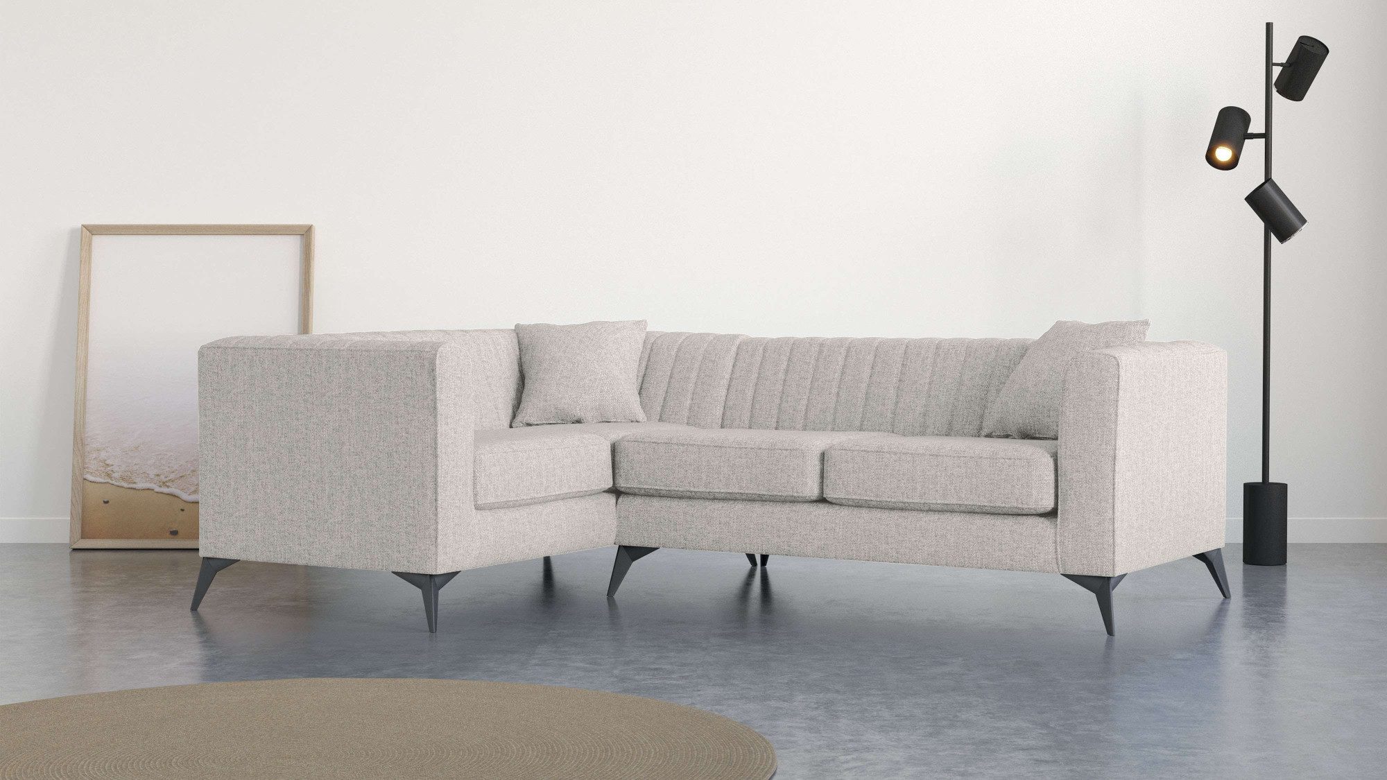 Places of Style Hoekbank MATTHEW L-vorm ideaal voor kleine ruimtes, afmetingen B/D/H: 240/167/74 cm beige, hoekbanken, 240 cm