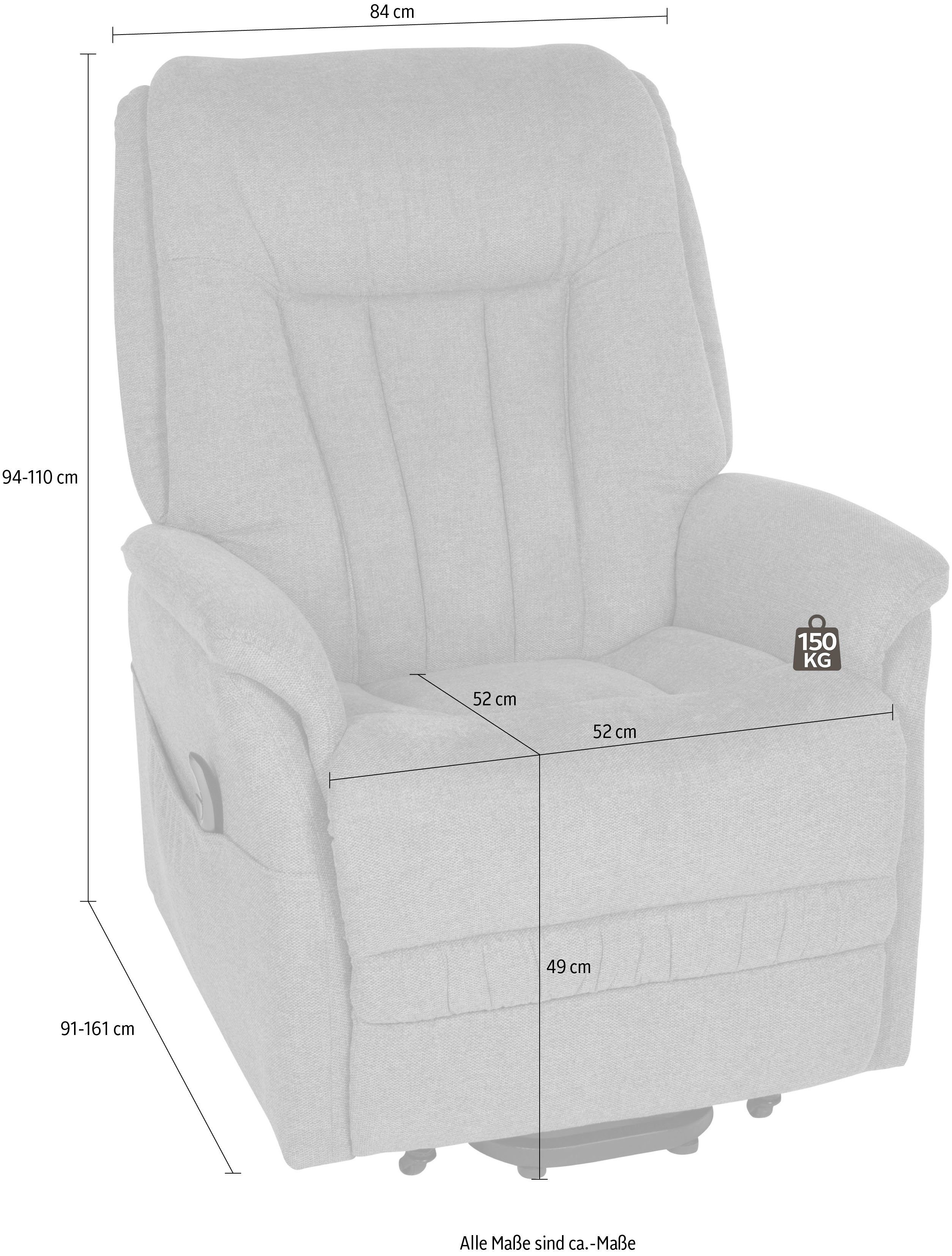 Duo Collection Relaxfauteuil Noli XXL tot 150 kg draagvermogen, met elektrische opstahulp Relaxfunctie en pocketveren binnenvering met stalen nosagvering