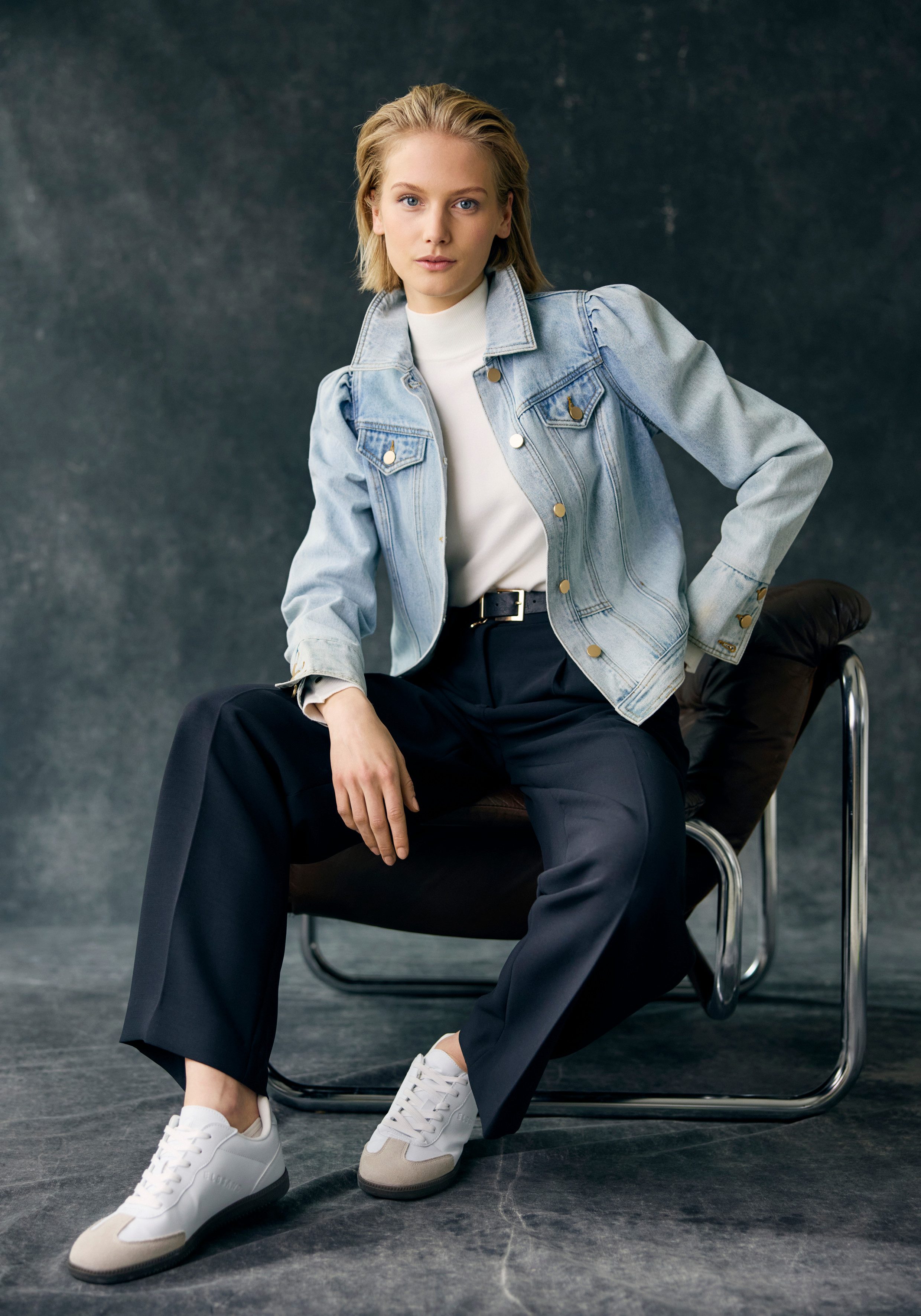 Vivance Jeansjack met pofmouwen en knopen, decoratieve zakken, denim