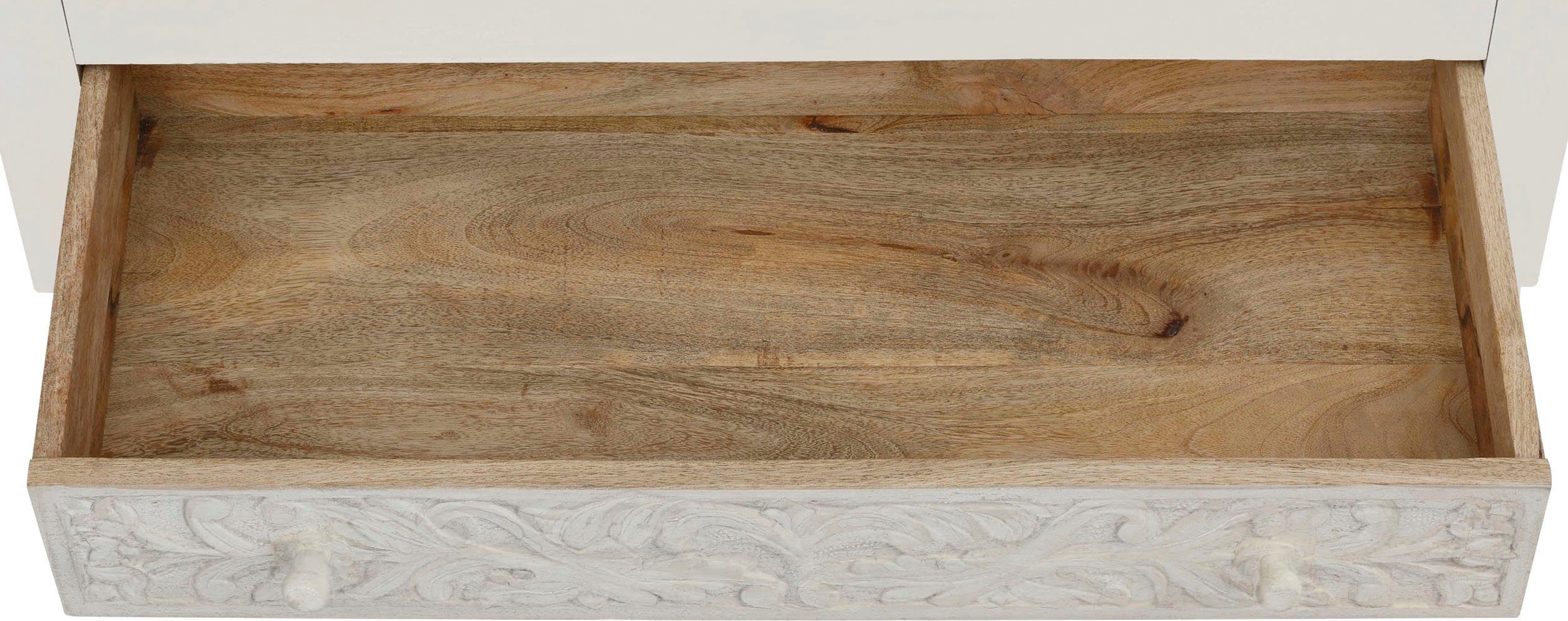 Home affaire Draaideurkast FENRIS gemakkelijk te onderhouden mangohout, met decoratief houtsnijwerk, hoogte 180 cm