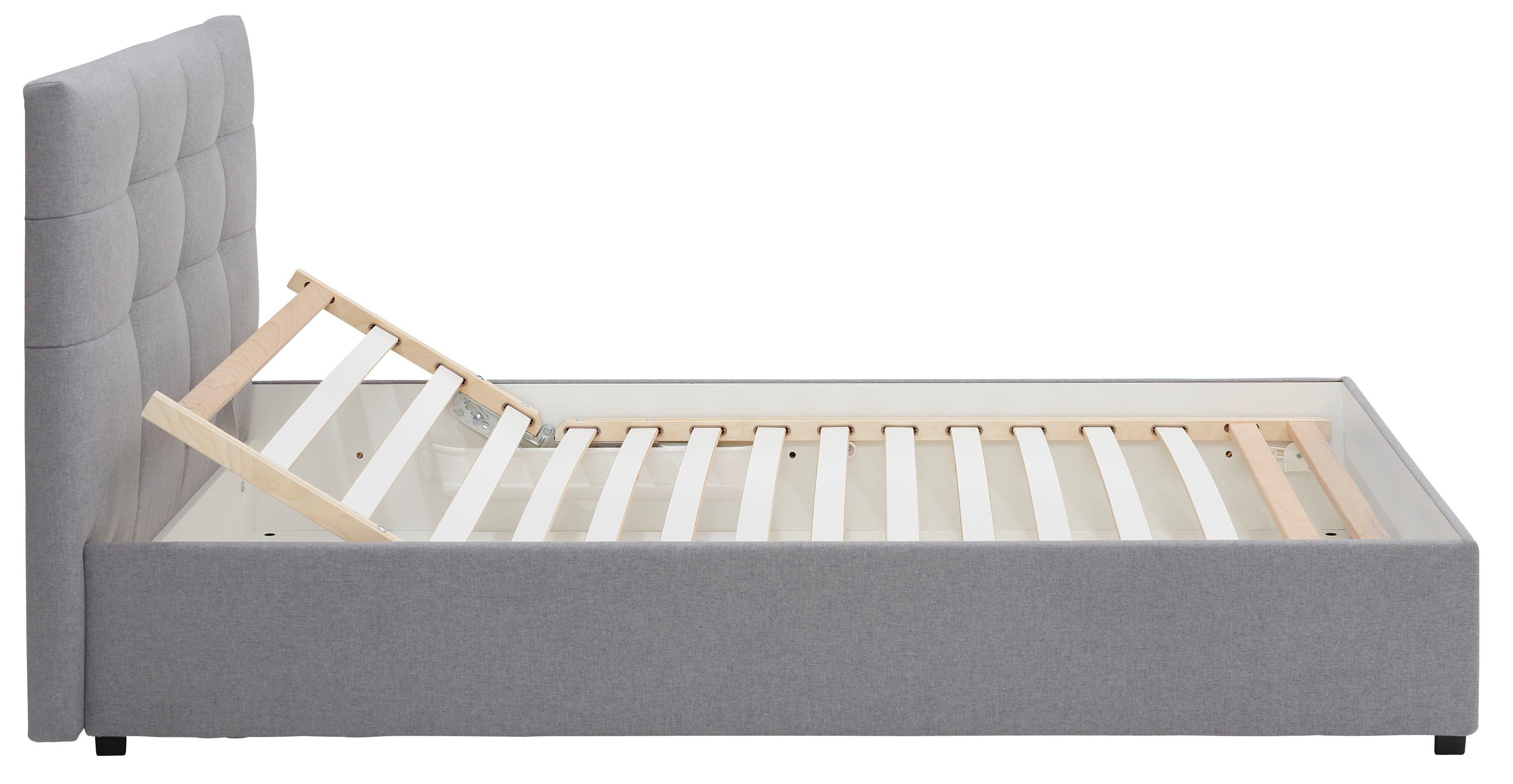 Lüttenhütt Gestoffeerd bed Endres met bedkist, naar keuze zonder matras/lattenbodem of incl. matras