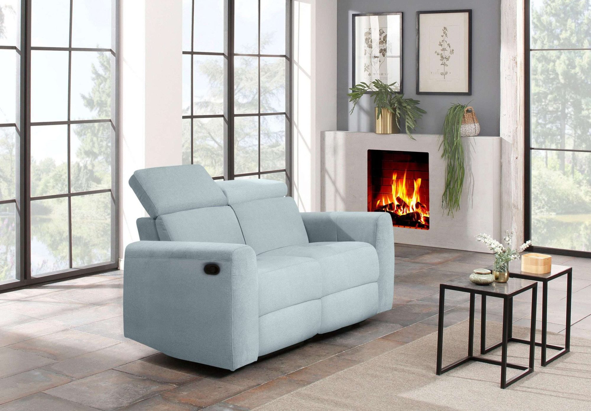 Home affaire 2-zitsbank Sentrano 152 cm, man. of electr. relaxfunctie en usb/kopverstelling