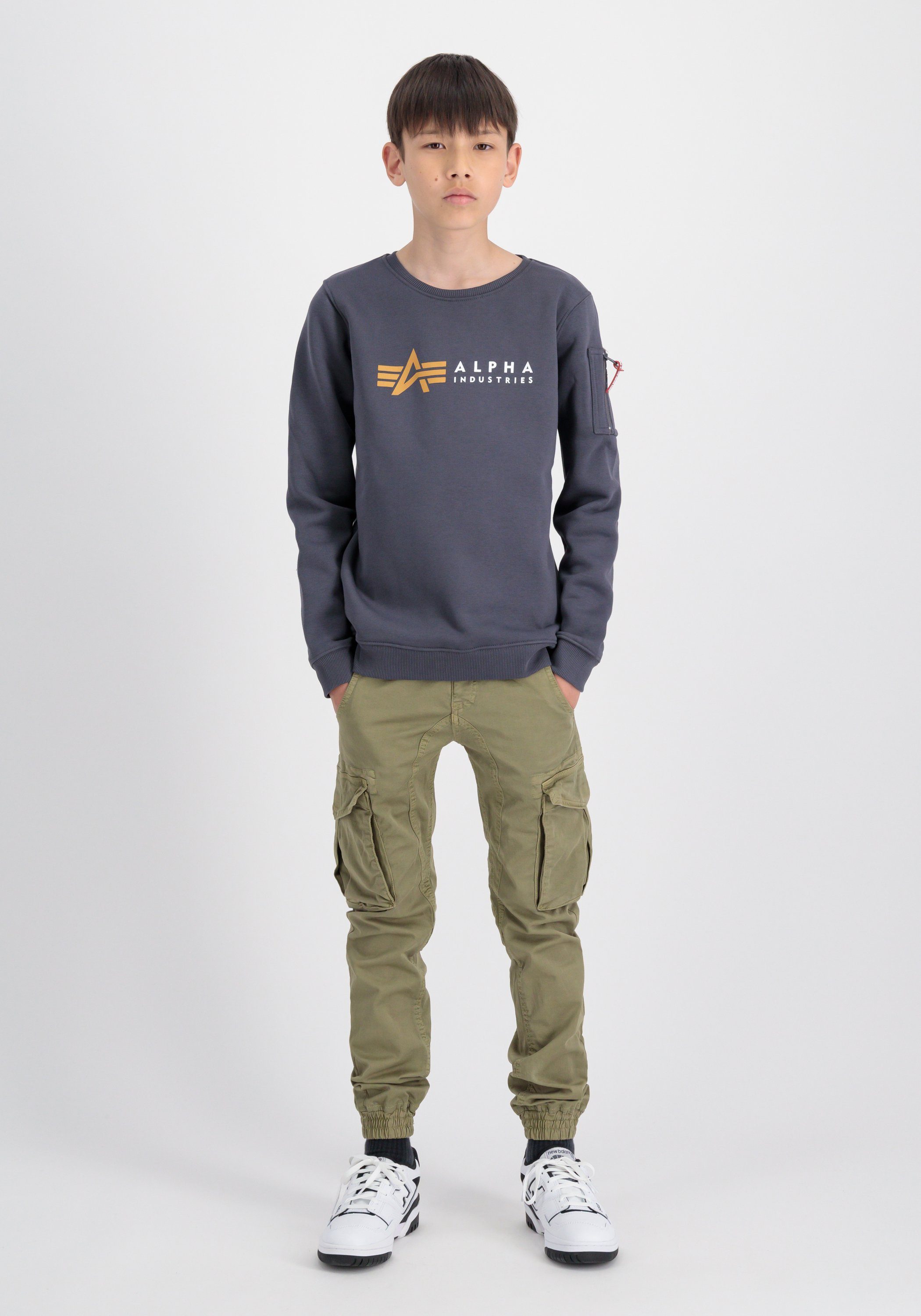 Alpha Industries Sweater Alpha Industries Kids - Sweatshirts Alpha Label Sweater Kids meisjes sweatshirts maat 14 grijs