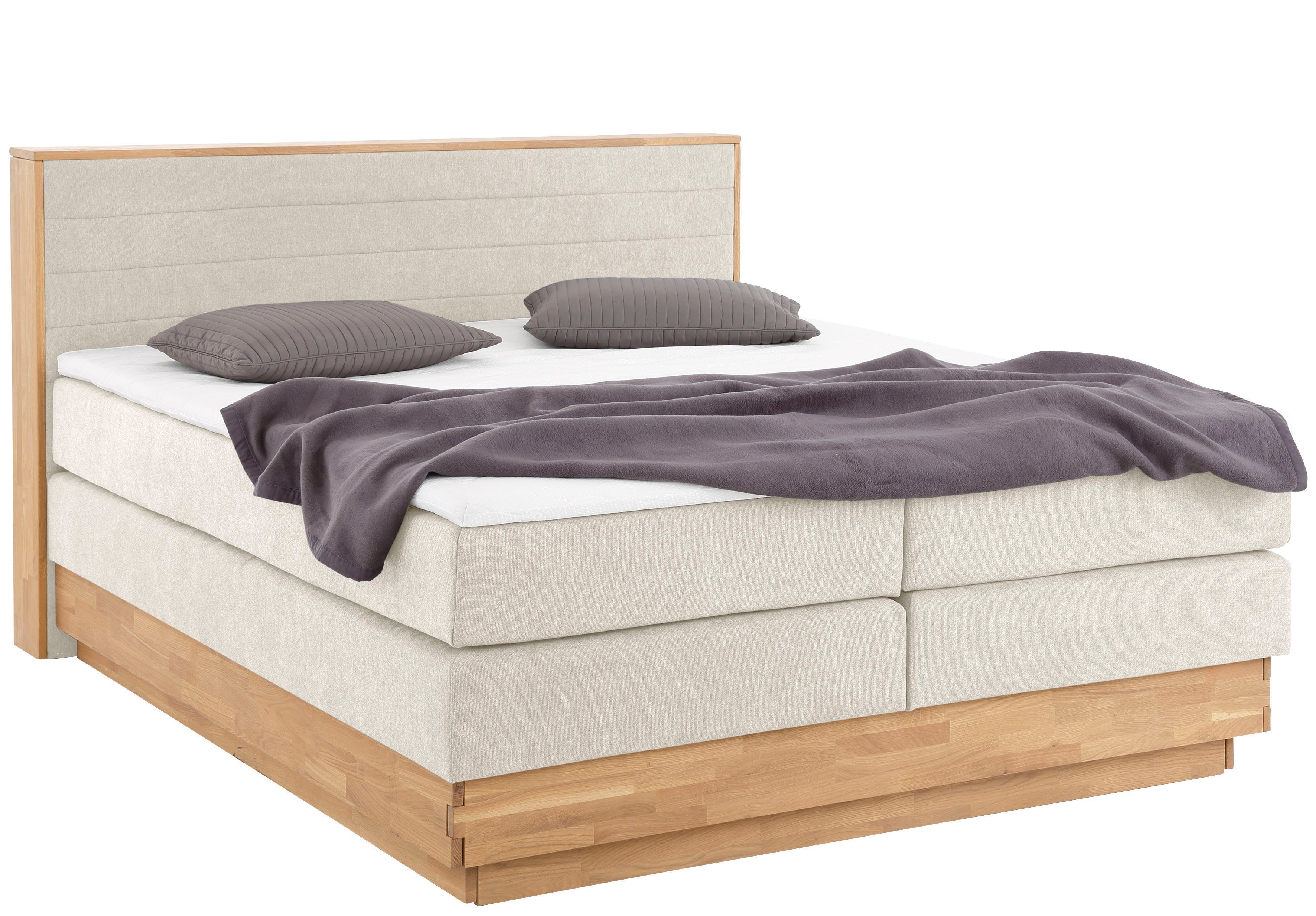 Home affaire Boxspring Cavan Eiken, met bedkist & topmatras, verschillende hardheden (ook H4) boxsprings beige