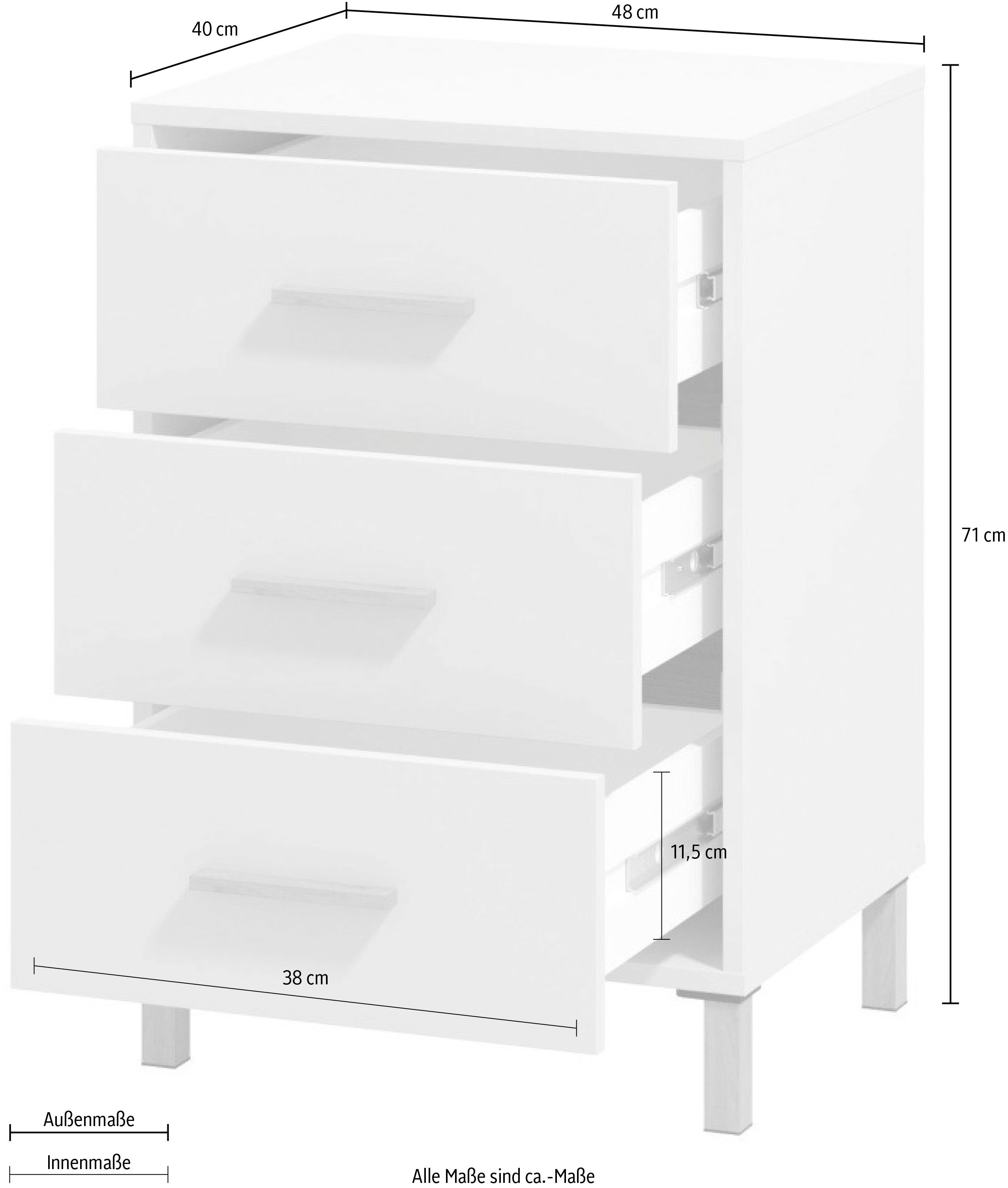 Home affaire Nachtkastje Belfort nachtkastje nachttafel Made in Europe met 2 of 3 lades, fsc®-gecertificeerd, trendy kleur cashmere