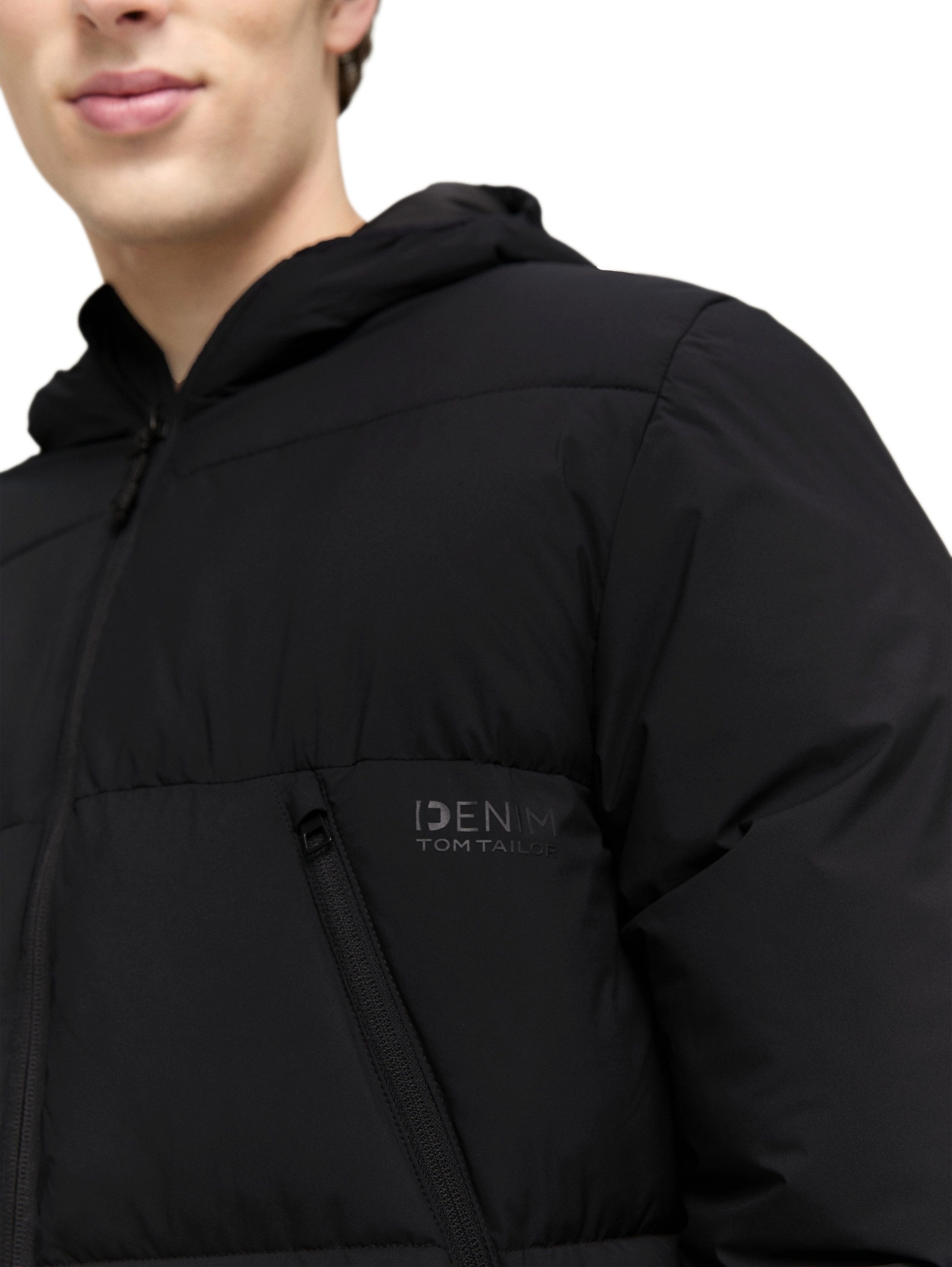 Tom Tailor Denim Gewatteerde jas met logoprint