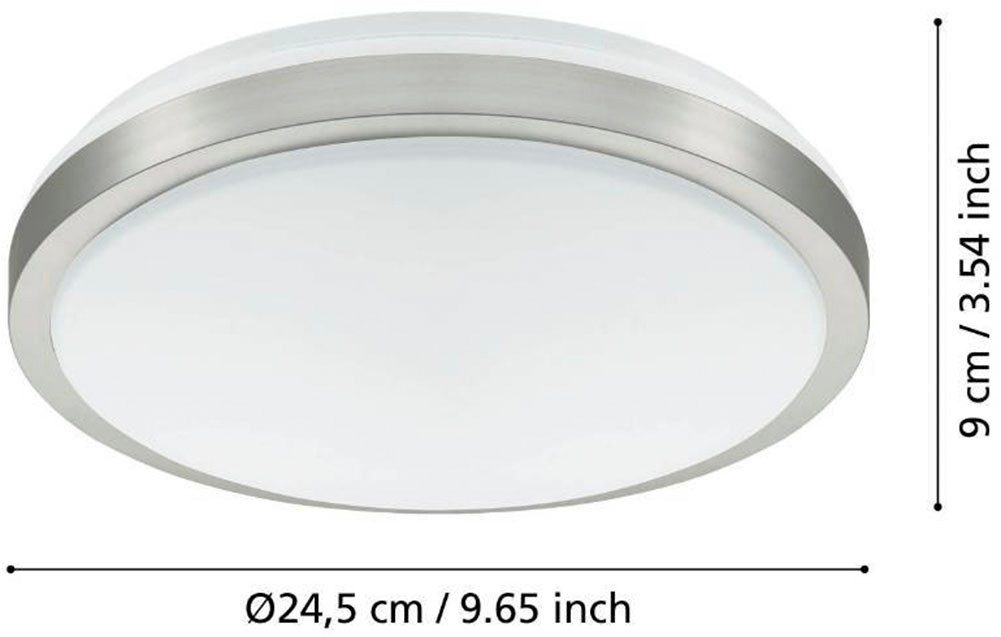 EGLO Led-plafondlamp COMPETA 1 plafondlamp, wit, nikkel-mat, rond, woonkamerlamp (1 stuk)