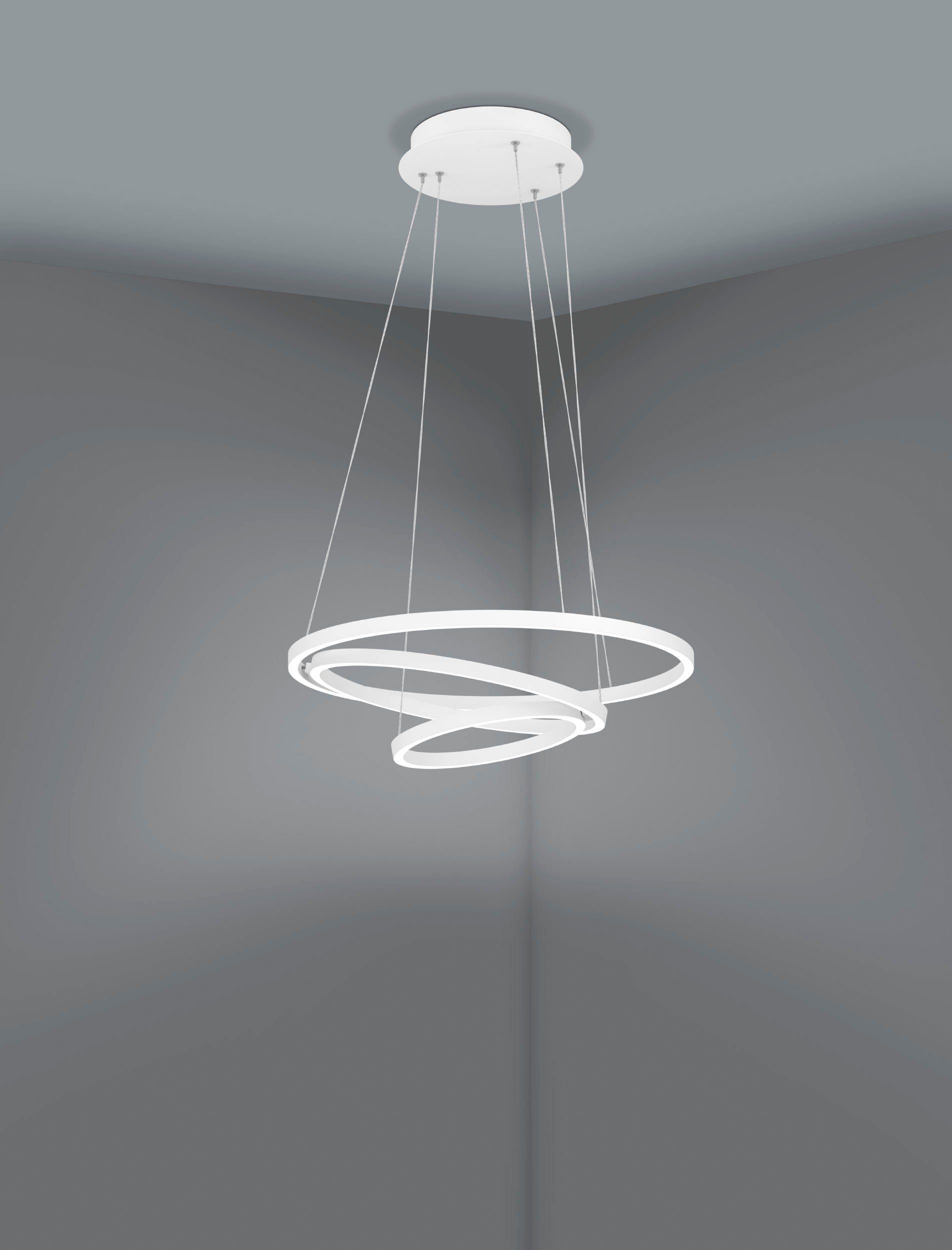 EGLO Hanglamp LOBINERO-Z hanglamp wit, instelbaar wit, ZigBee 3.0, pendellamp Timer, App/spraakbesturing Alexa, ‎‎‎‎58x58x110cm, excl. afstandsbediening (1 stuk)