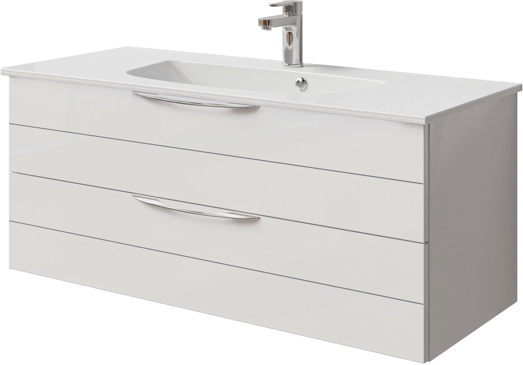 Saphir Wastafelonderkast Serie 6025 Mineralmarmor-Waschtisch mit Unterschrank, 117 cm breit (2-delig