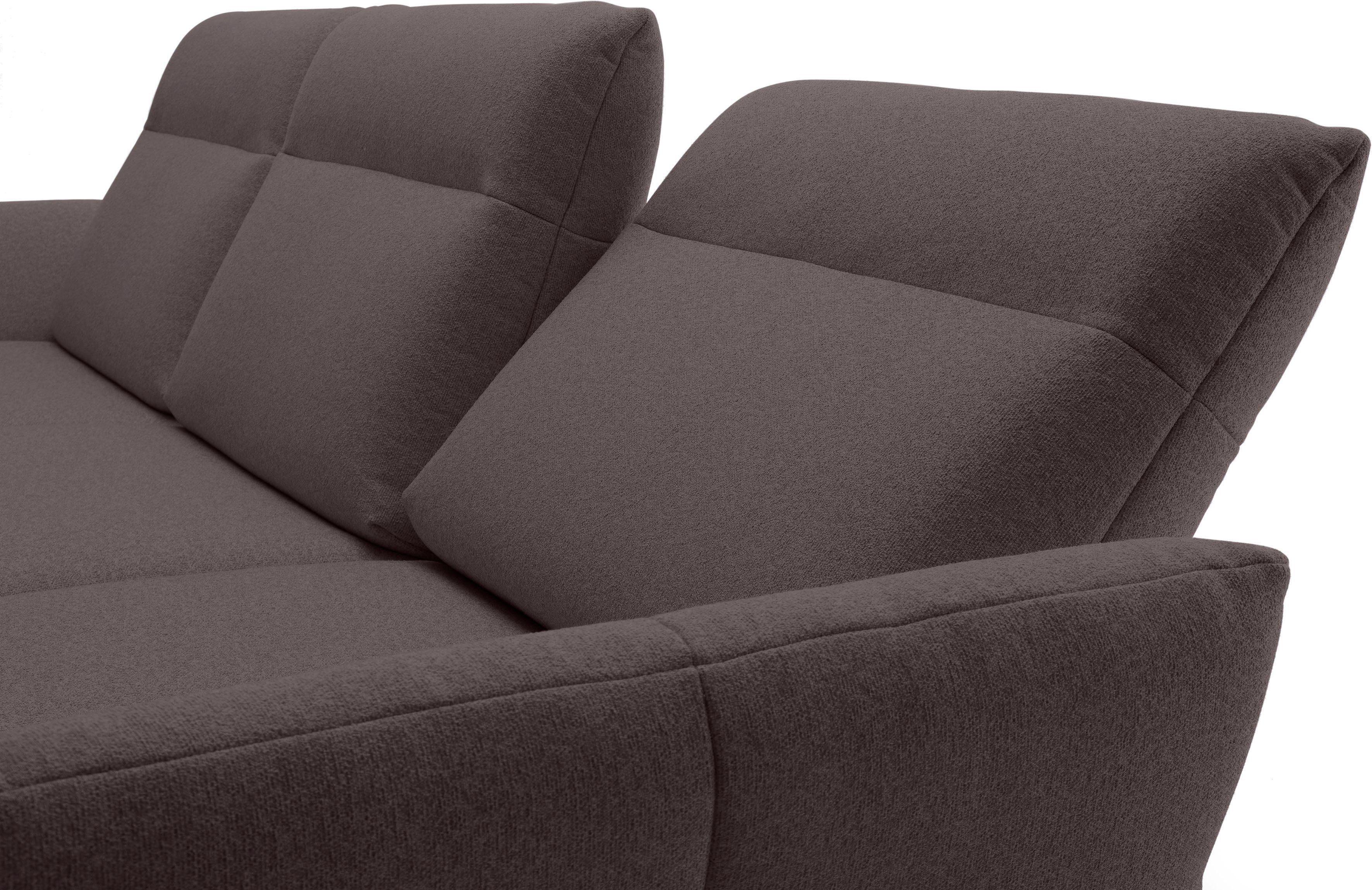 Creation BY ROLF BENZ Hoekbank CR.460 Sokkel in walnotenhout, onderstel in umbra grijs, breedte 338 cm