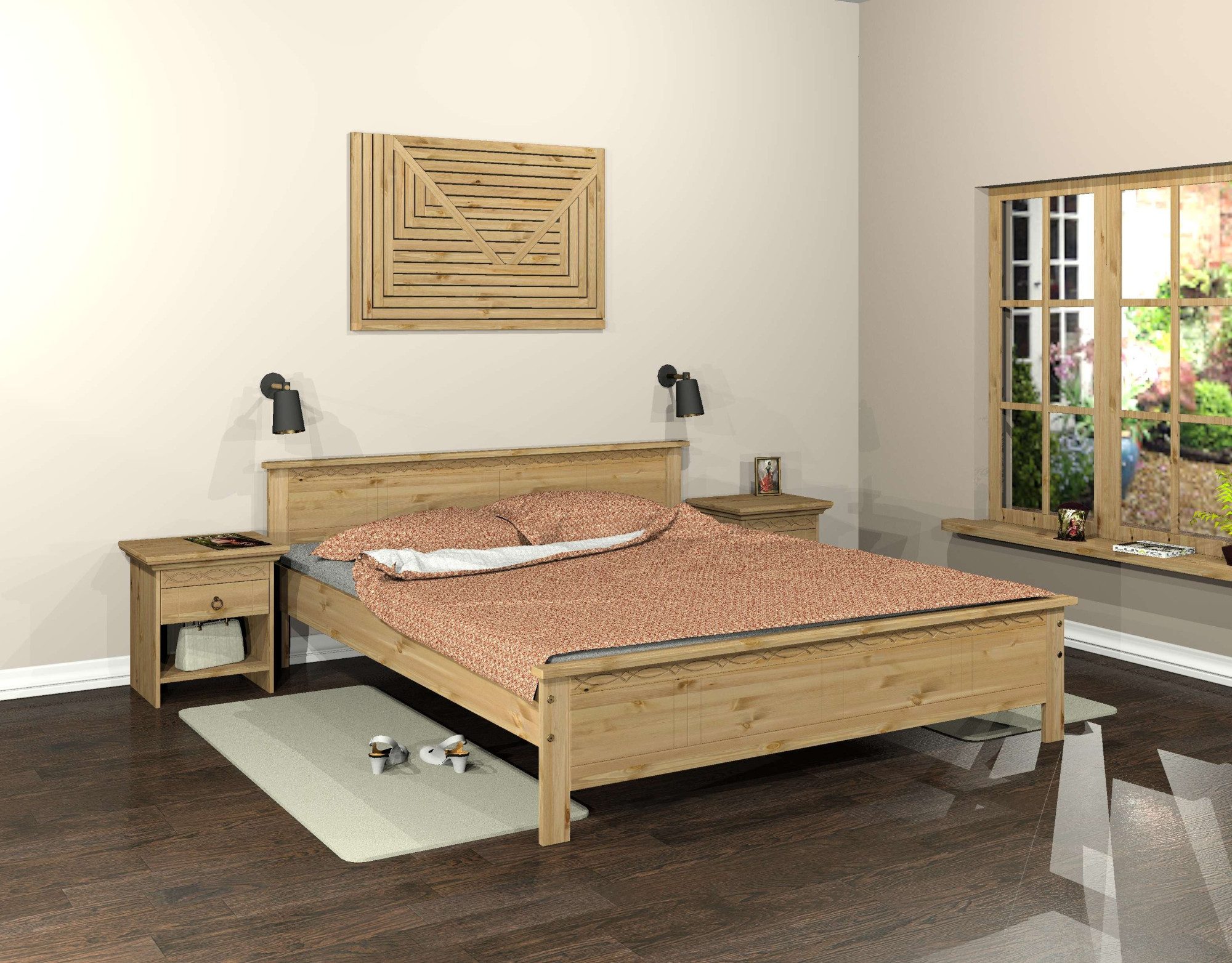 Home affaire Massief houten ledikant Indra, TOPSELLER, landhuisstijl, elegant design, gecertificeerd massief hout