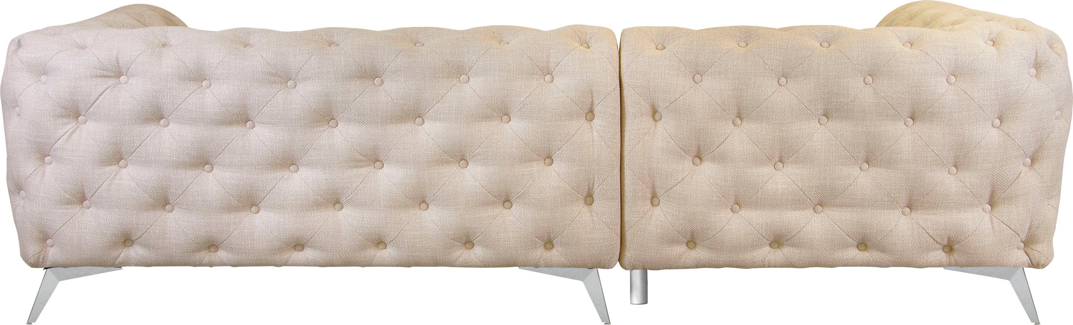 Leonique Chesterfield-bank Glynis L-vorm luxueuze capitonnage, moderne chesterfield look, kleur van de poten ter keuze
