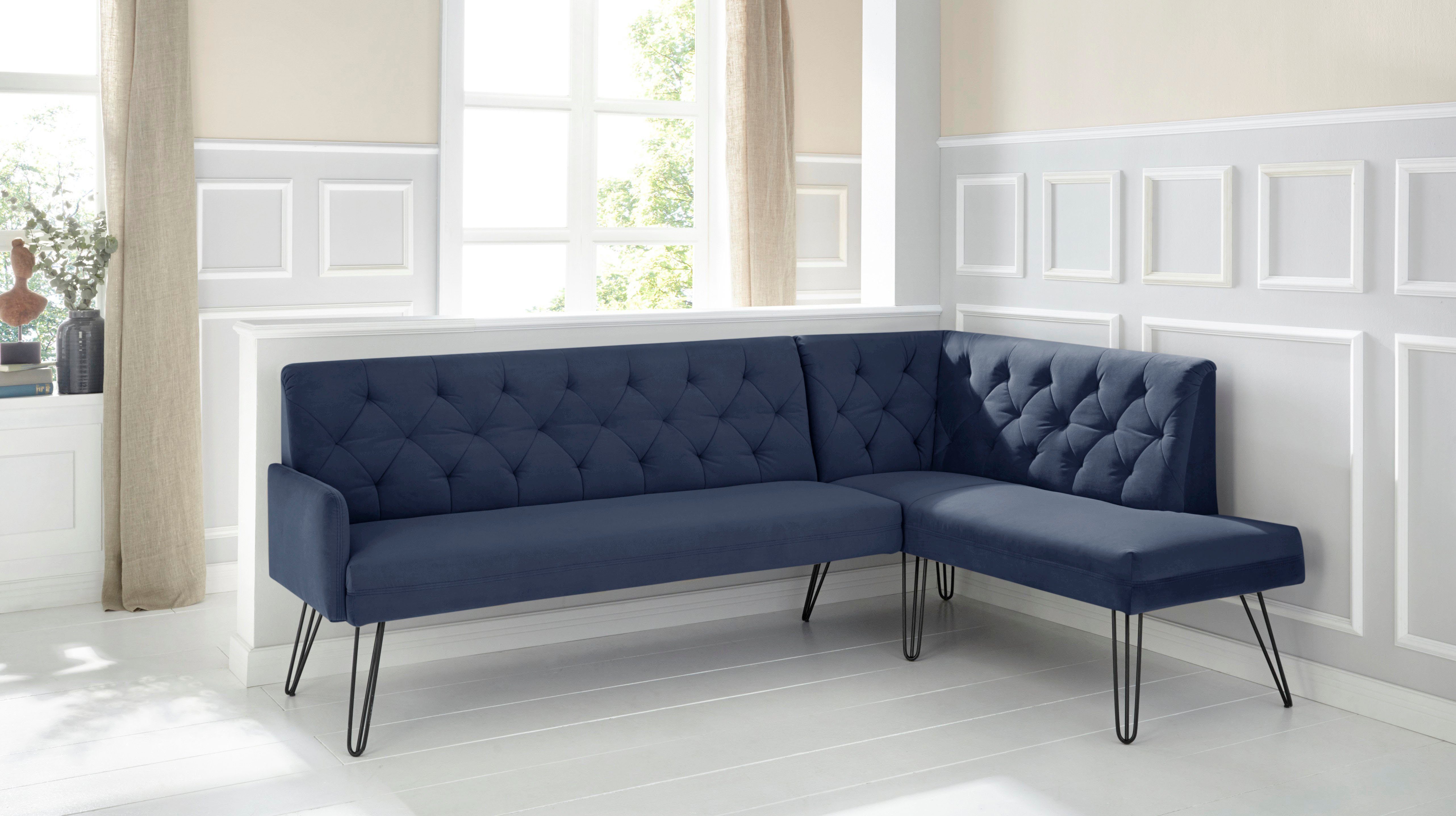 exxpo - sofa fashion Hoekbank Doppio, Chesterfield look, comfortabel en handig, hoge designvoeten