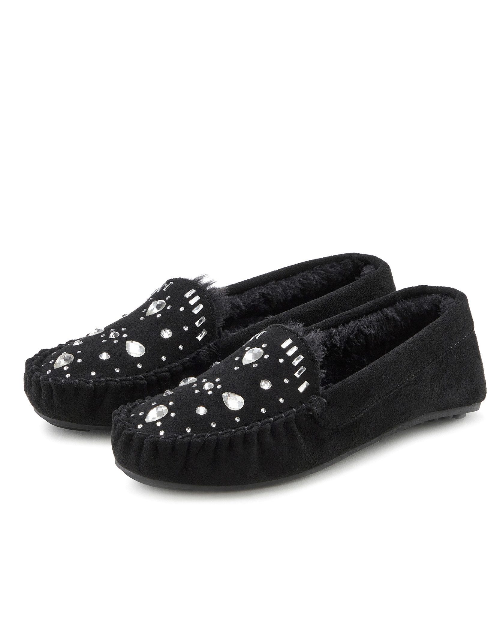 Vivance Pantoffels Pantolette, pantoffel, ballerina met siersteentjes VEGAN