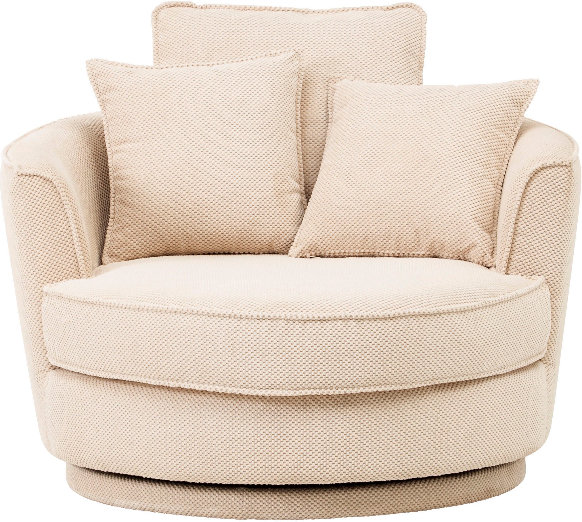 Leonique Draaibare fauteuil MAISIE, Love Seat XXL, leesfauteuil BIG- Zetel in MEGA CORD en geweven velours, 360 graden draaibaar