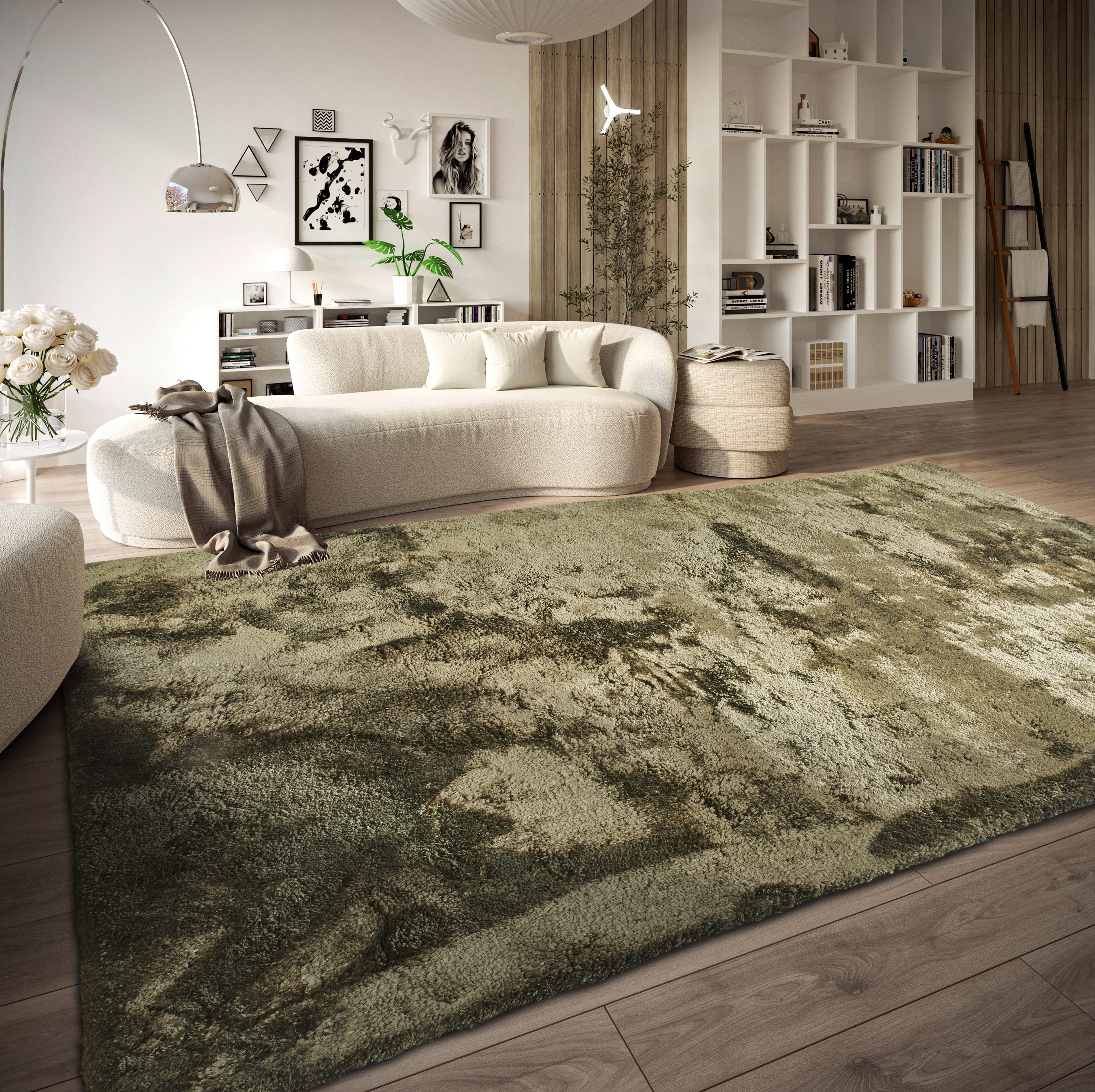 ELLE DECORATION Hoogpolig vloerkleed Calida Lange pool, shaggy, effen, pluizig, zacht, glanzend, modern, effen
