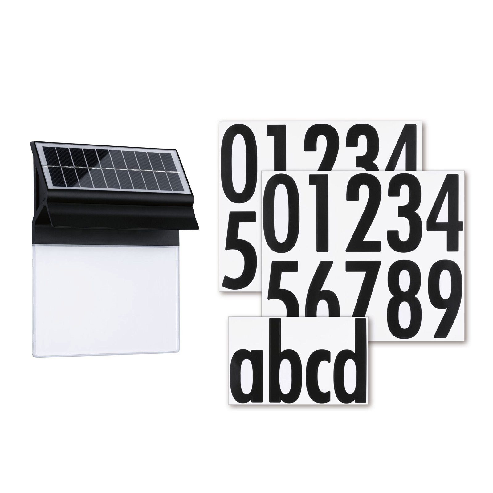 Paulmann Led-wandlamp voor buiten Solar Huisnummerlamp Neda IP44 3000K 14lm Zwart (1 stuk)