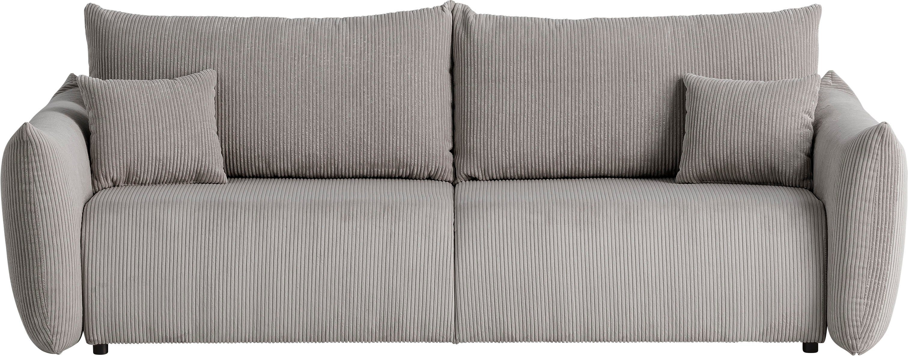 INOSIGN 3-zitsbank MAVAS slaapbank met bedlade ca. 240/108 cm (ligoppervlak 212/145 cm), ribfluweel, chenille, structuur