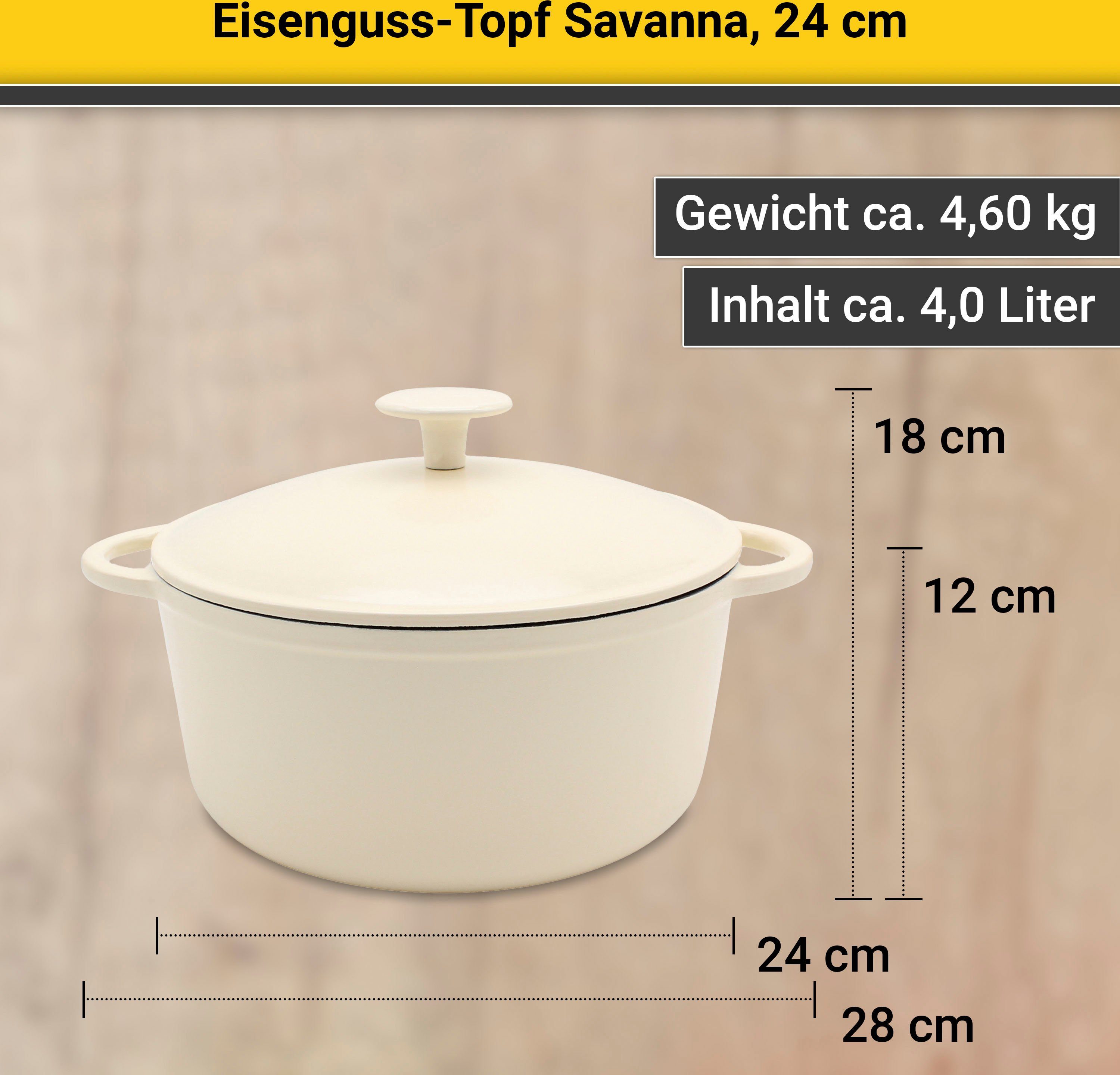Krüger Braadpan Gietijzeren braadpan met deksel SAVANNA, 24 cm
