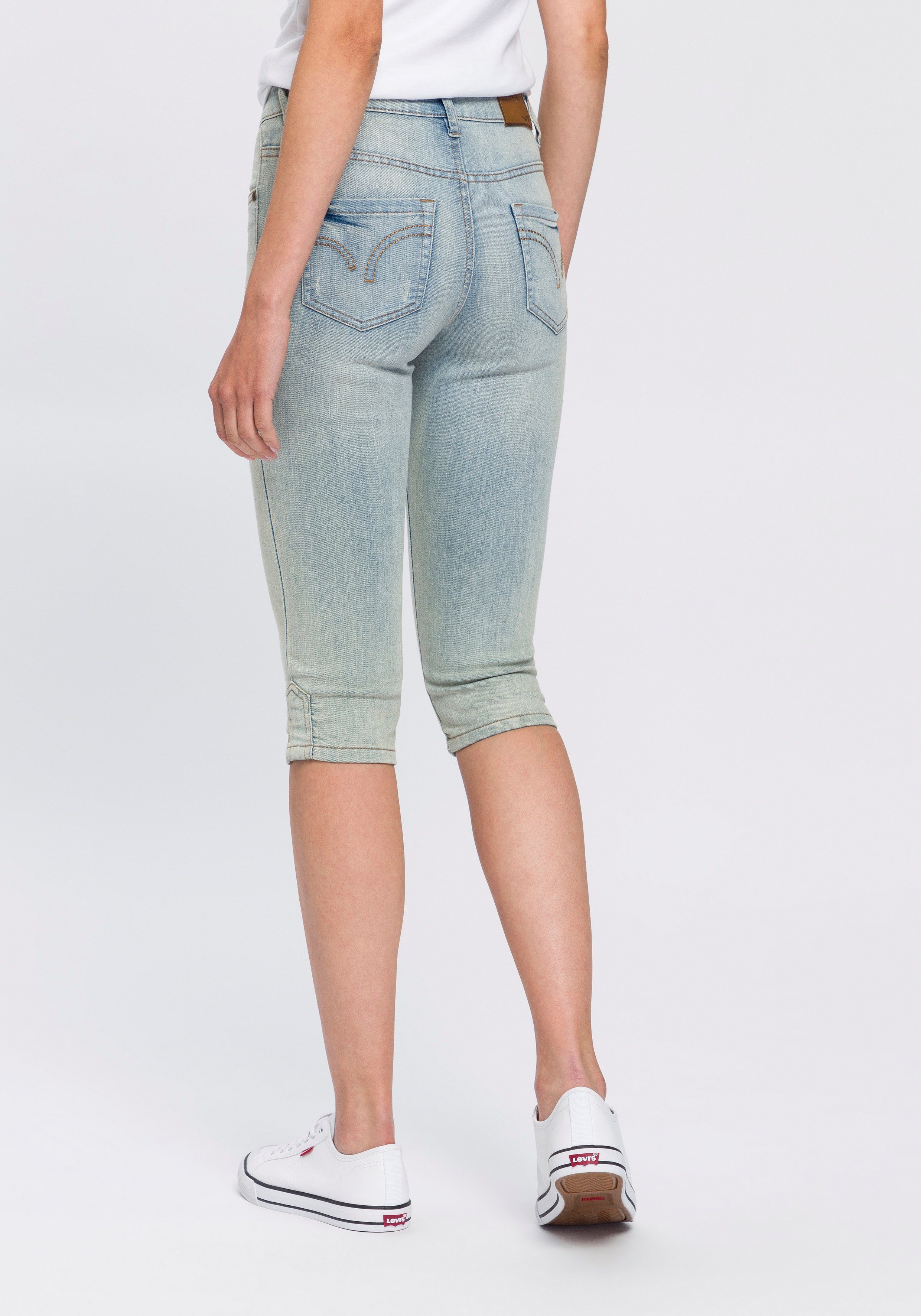 Arizona Capri jeans smalle pasvorm, met destroyed-effecten, lage taille
