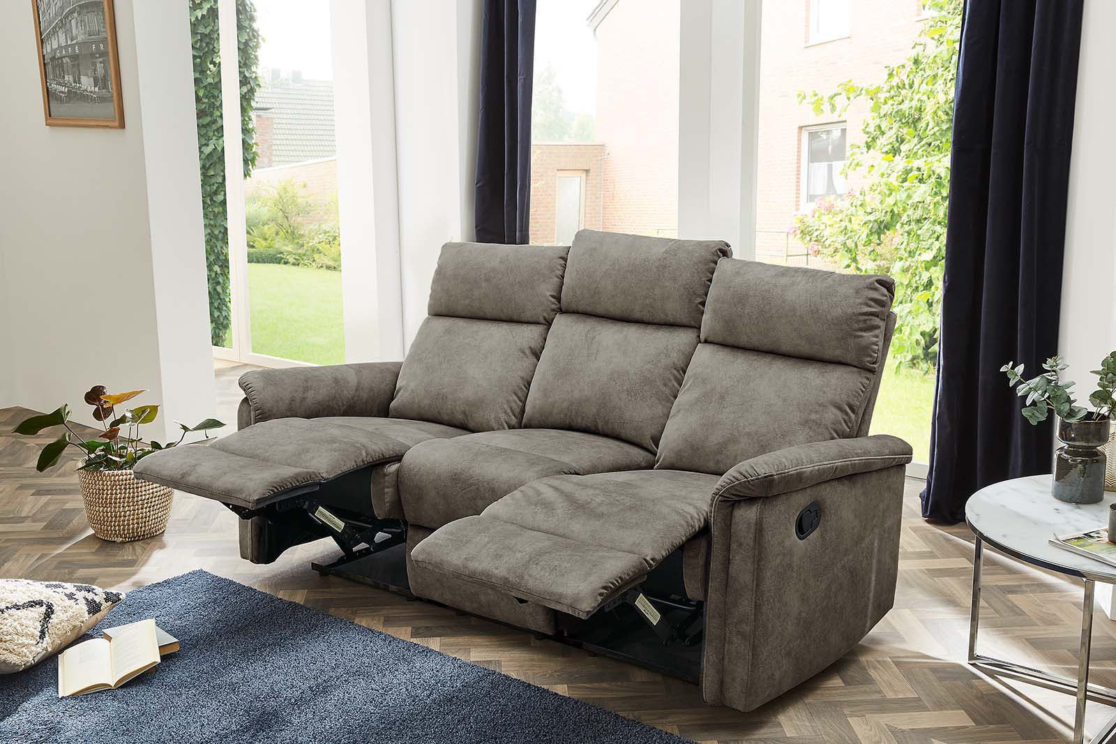 Jockenhöfer Gruppe 3-zitsbank Amrum Ligfunctie met halfautomatische relaxfunctie, TFK bekleding