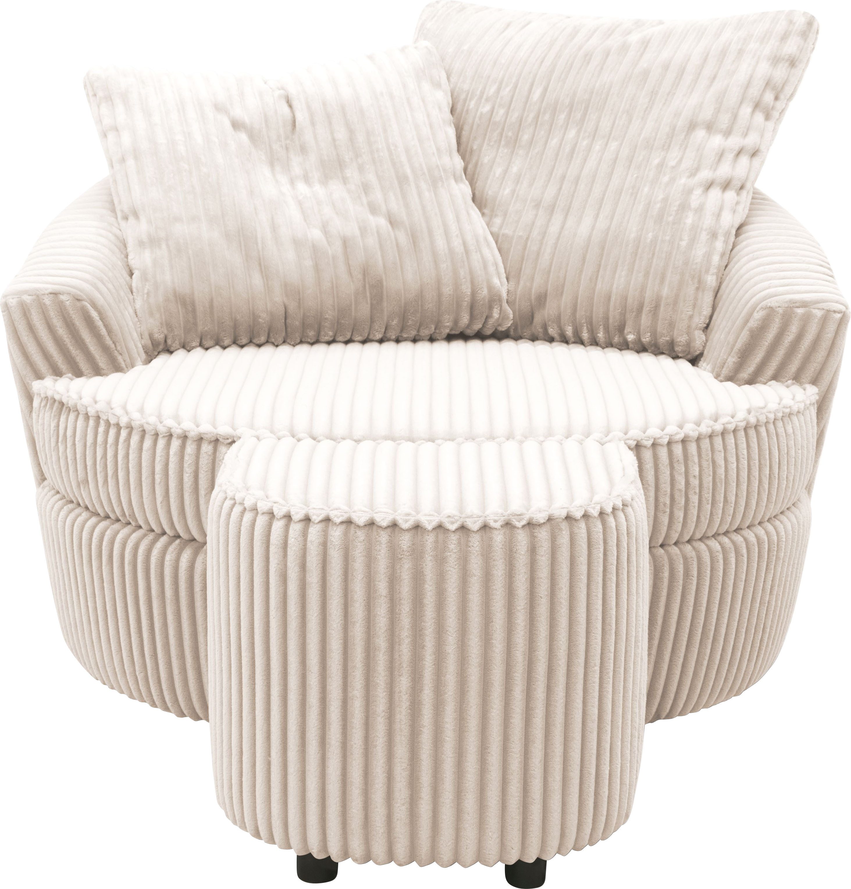 INOSIGN Draaibare fauteuil AMECA, relaxstoel met draaifunctie en poef, 122 x 126 x 76 cm (set, 2 stuks)
