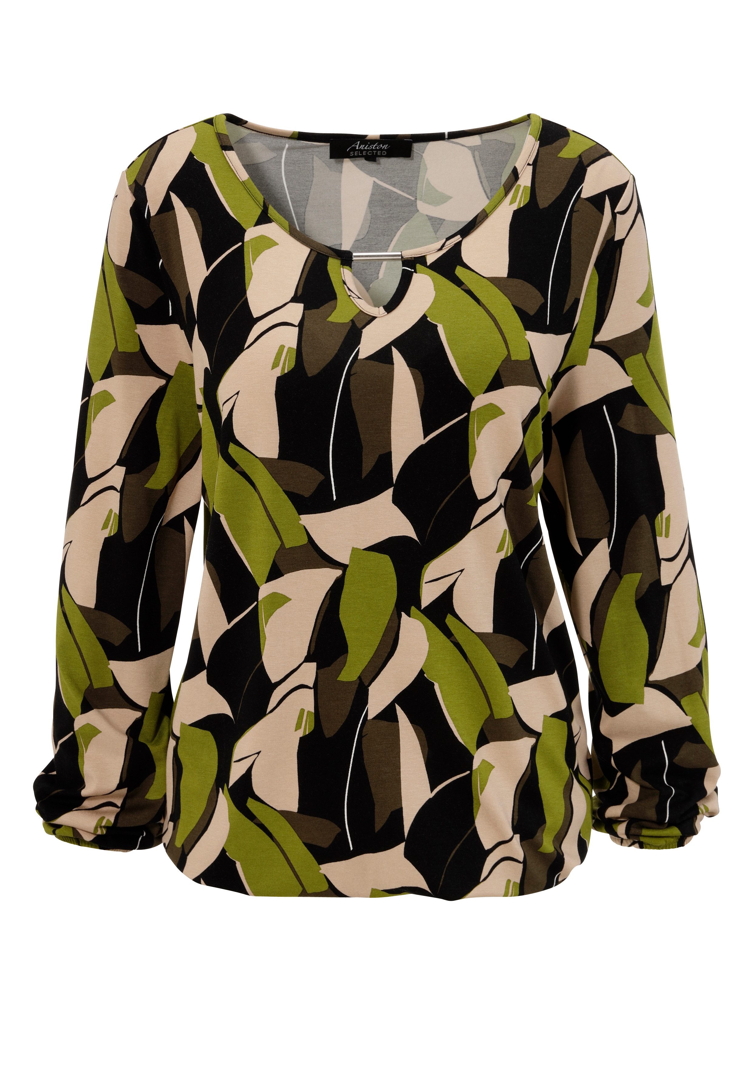 Aniston SELECTED Shirt met lange mouwen met cut-out en fantasierijke print - nieuwe collectie