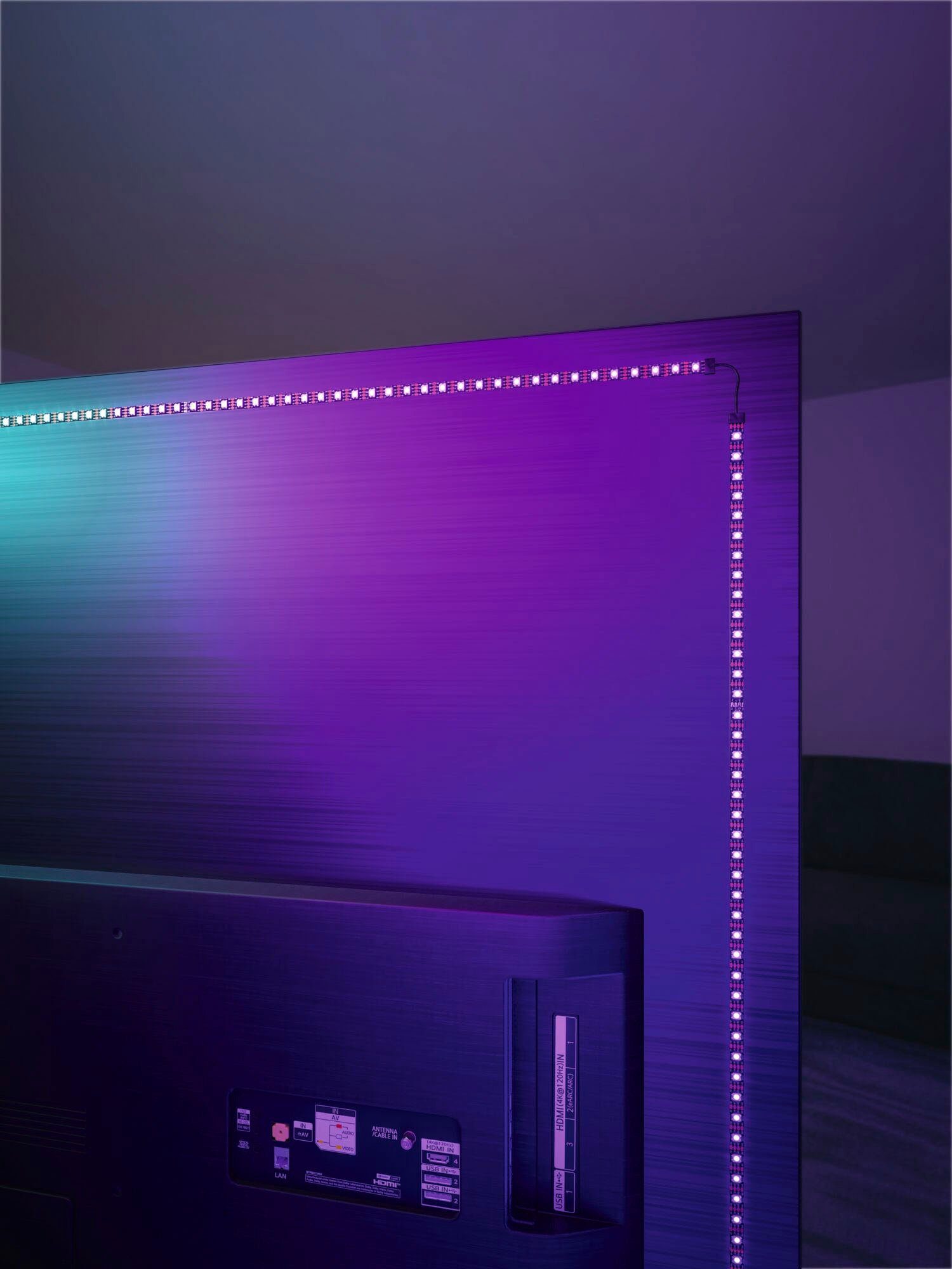 Paulmann Led-strepen USB LED Strip TV-Verlichting 65 Inch 2,4m Dynamic Rainbow RGB 4W (1 stuk)