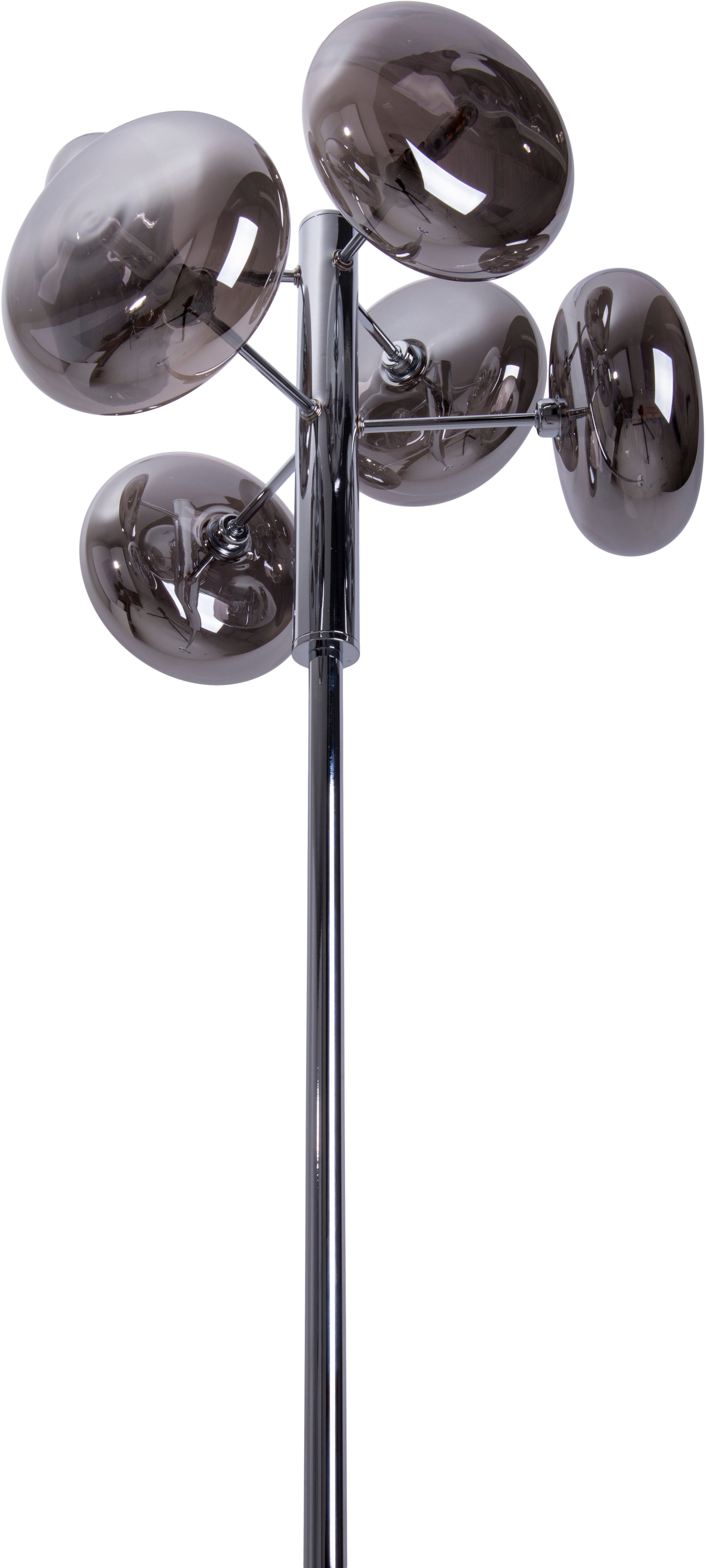 näve Staande lamp ORION 6-armig, g9, glazen kappen rook/chroom, toevoer 200cm met voetenschakelaar (1 stuk)