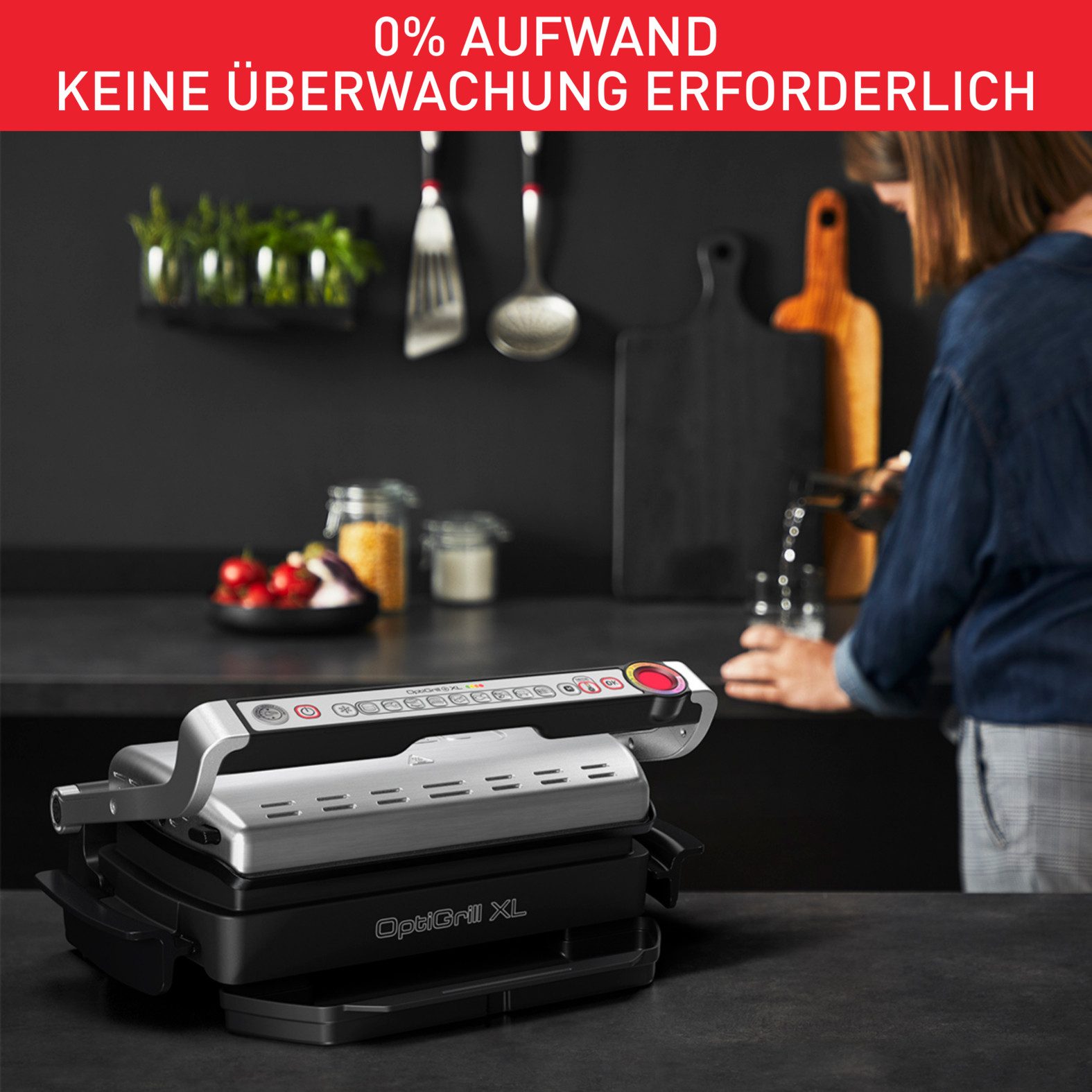 Tefal Contactgrill OptiGrill+ XL inkl. Backschale, manueller Modus mit 4 Temperaturen Bakschaal, 9 vaste programma’s, 4 temperatuurniveaus