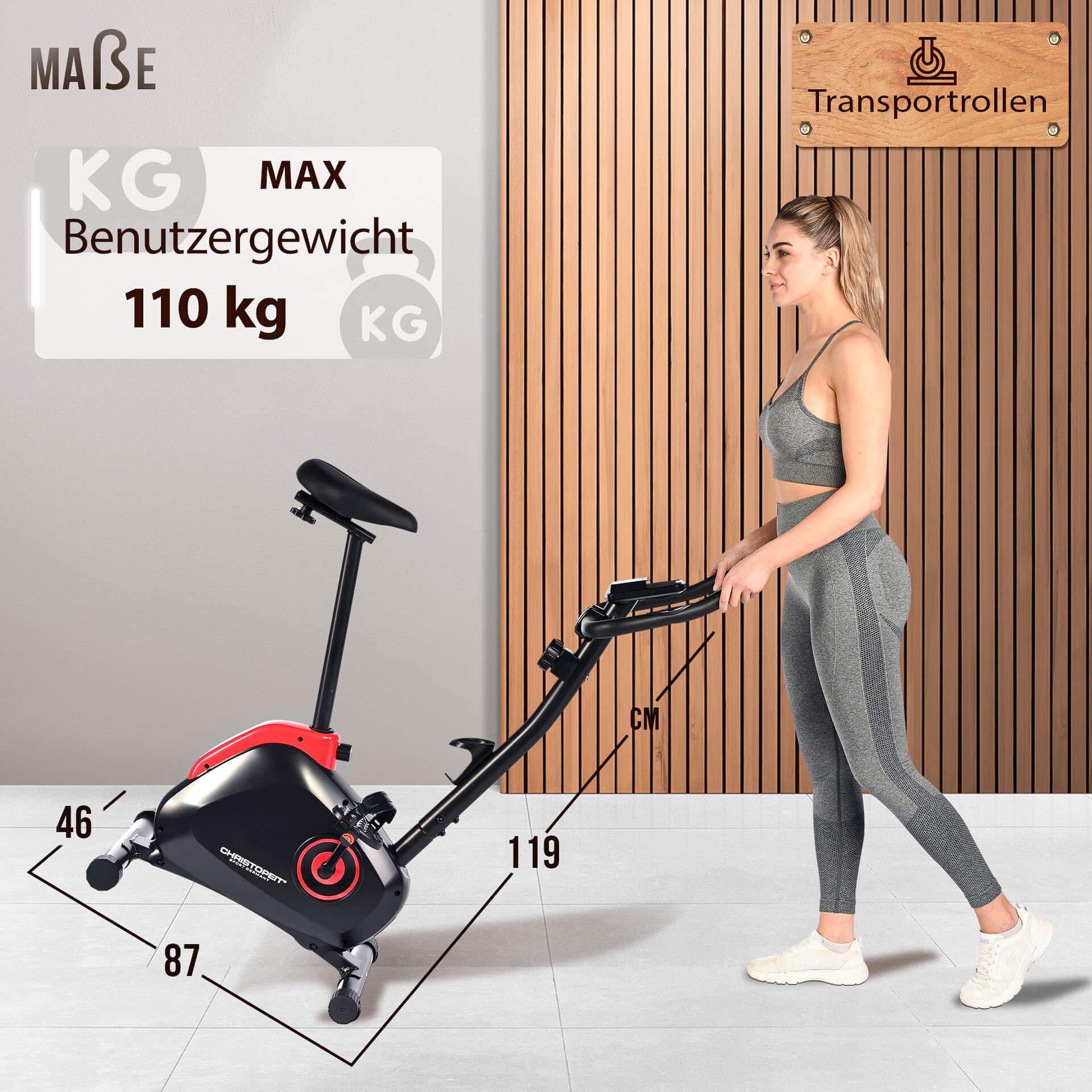 Christopeit Sport® Hometrainer HT 2.0 Swinggewicht ca. 5 kg, 8 weerstandsniveaus