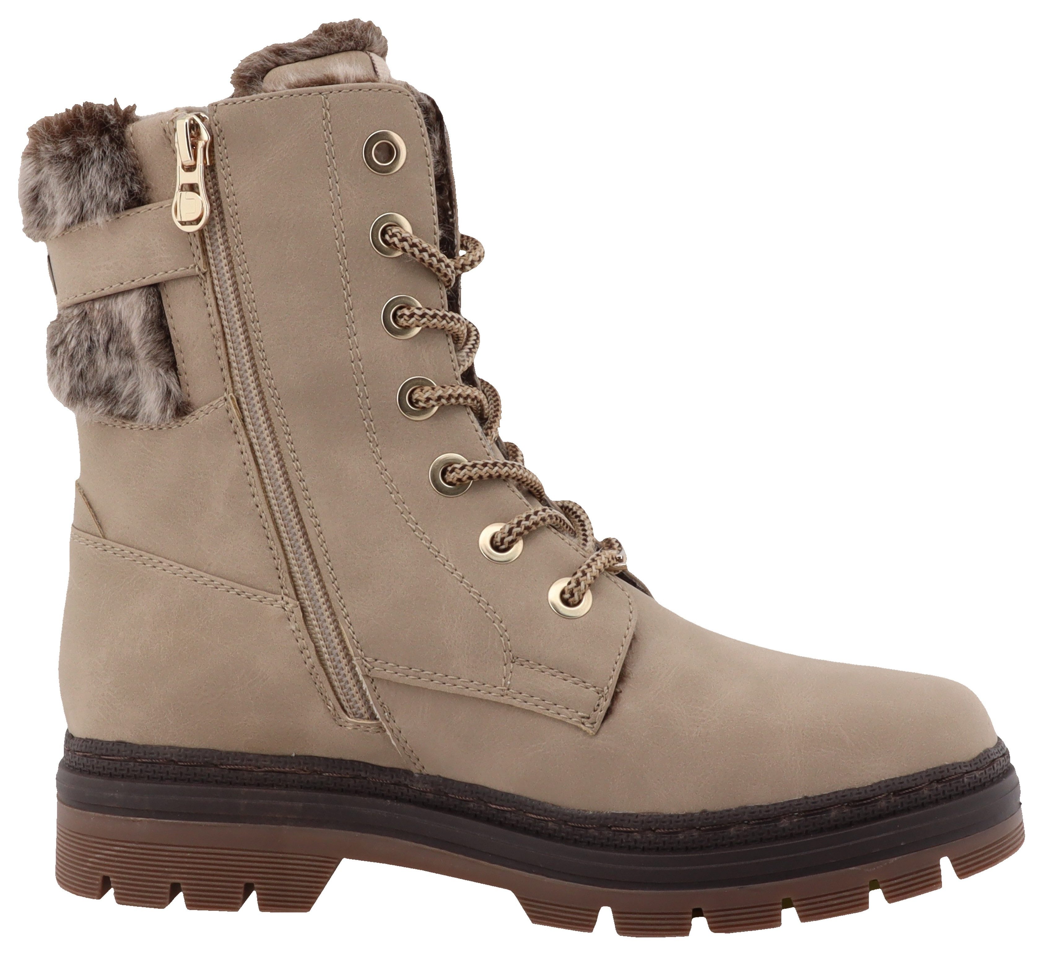 Tom Tailor Winterlaarzen winter-enkellaars, veterschoenen met binnenrits, comfortabele vorm