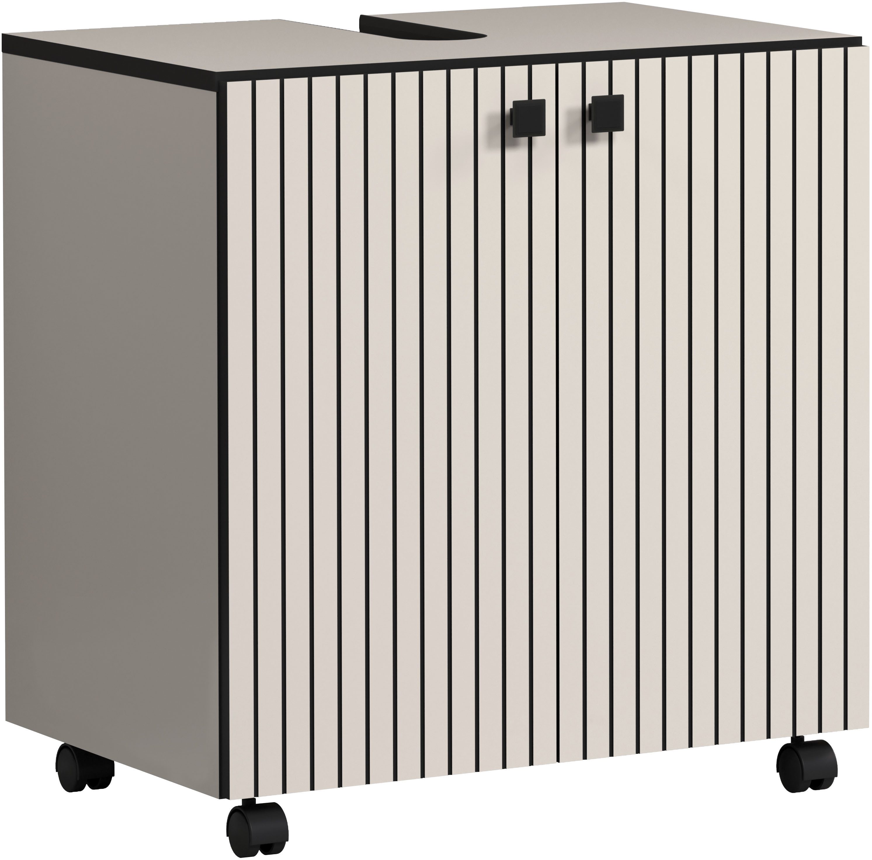 welltime Wastafelonderkast Amrum BxHxD 80 x 64 x 42 cm wastafelonderkast eiken rillen-look (1 stuk)