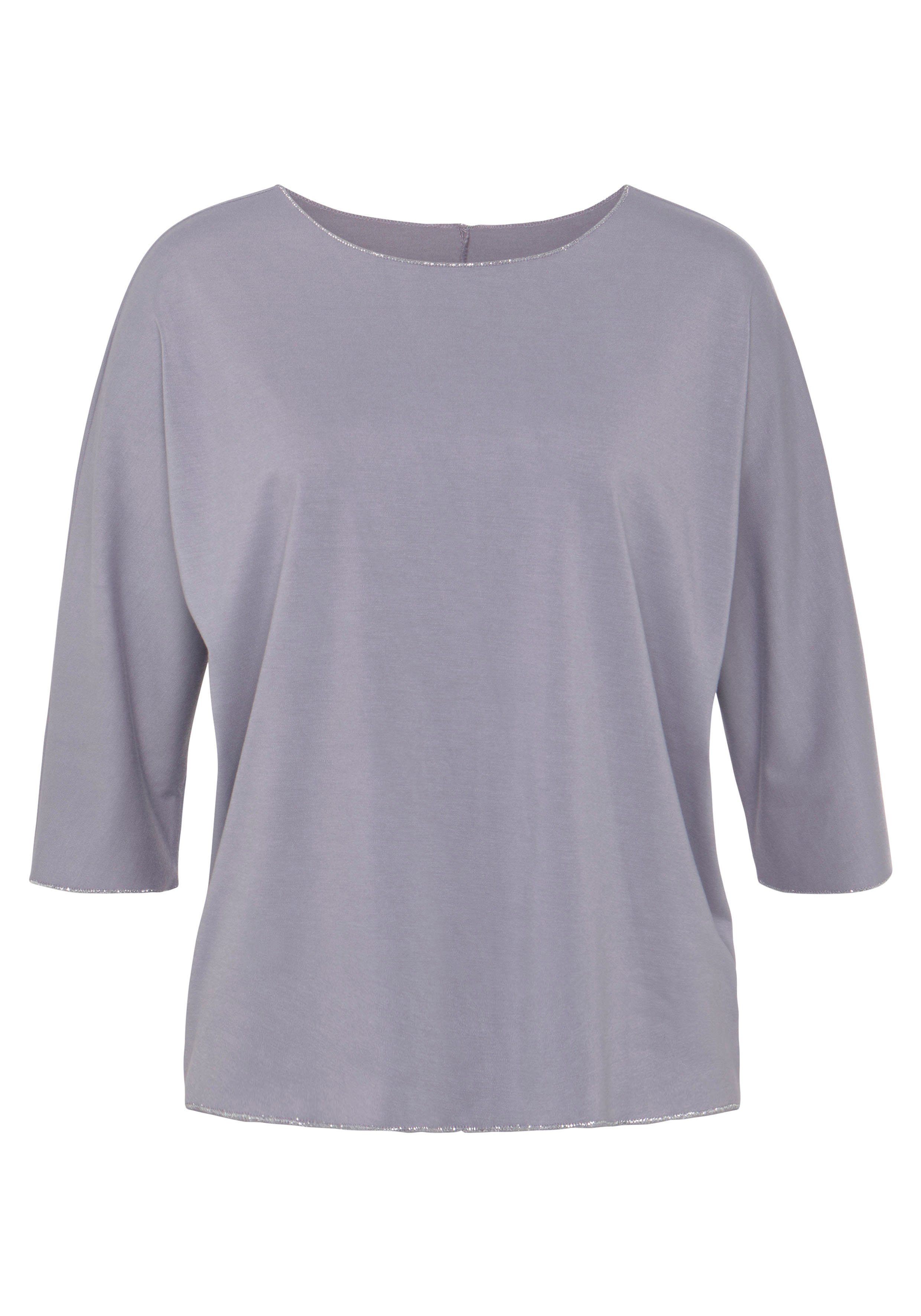 Lascana Shirt met ronde hals Met elegante glinsterafwerkingen in een gemakkelijk te onderhouden kwaliteit (1-delig)