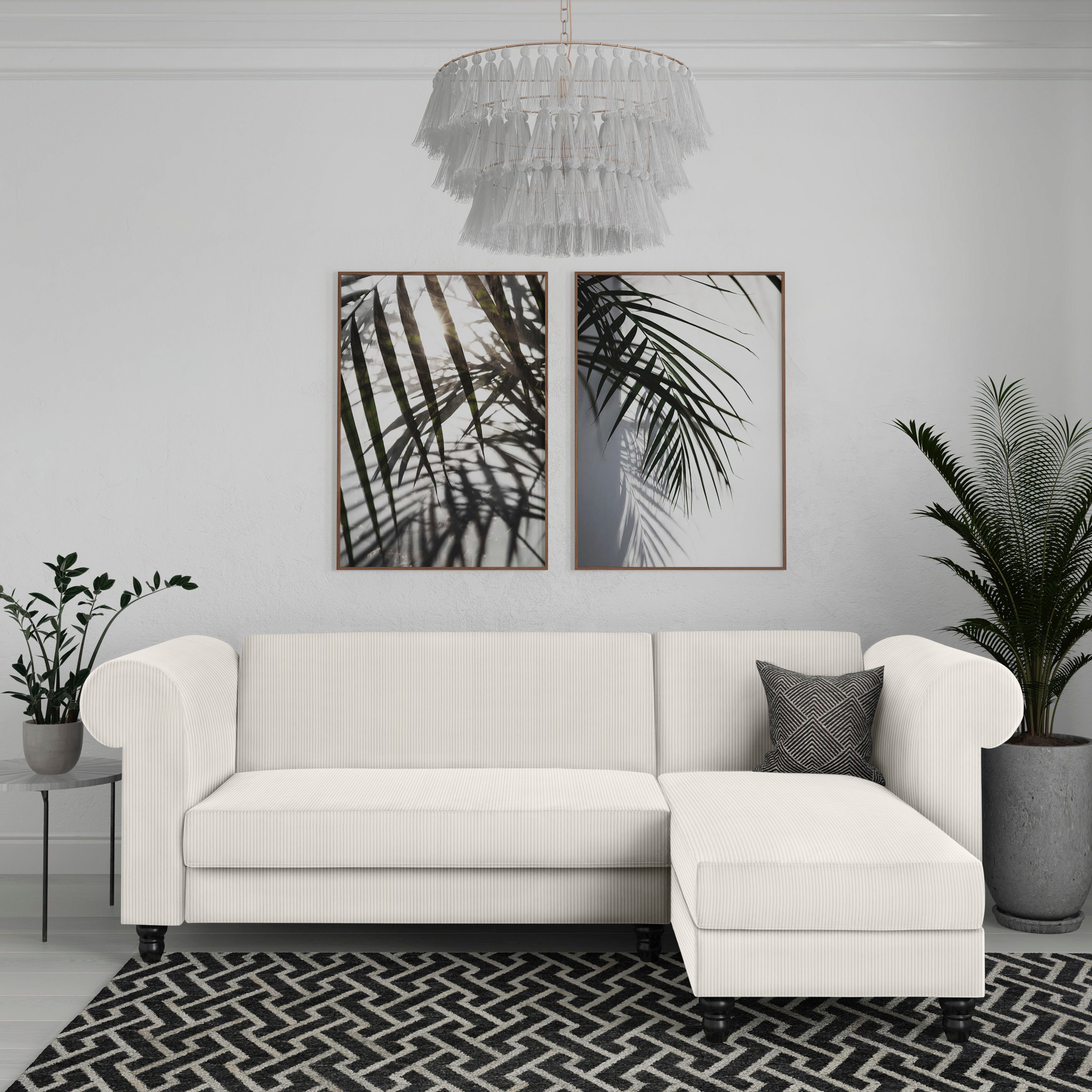 Dorel Home Hoekbank Felix II, L-model, bedbank 241cm (ligoppervlak 108x195 cm),