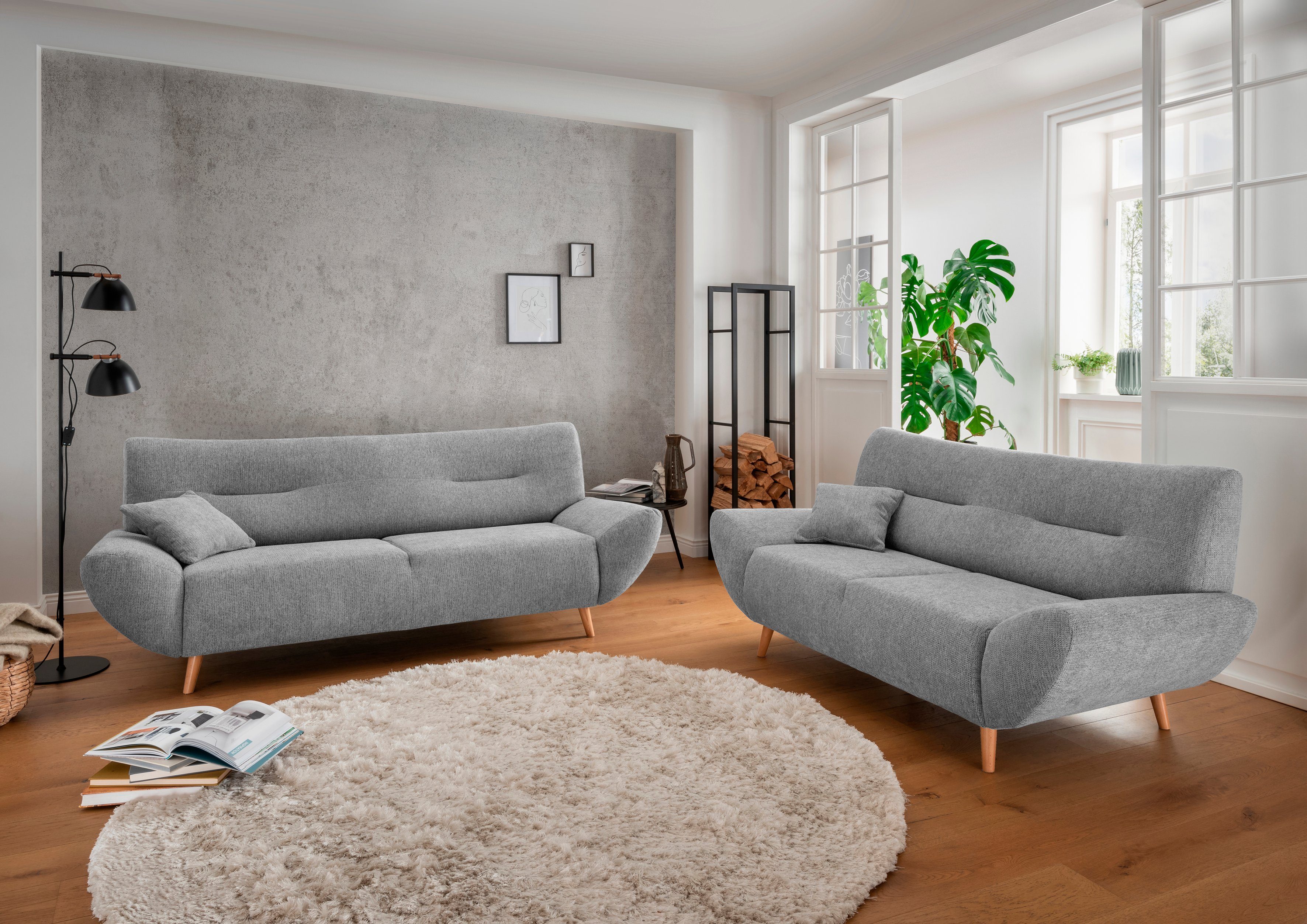 INOSIGN 2-zitsbank Drago elegant en tijdloos, comfortabel, houten voet
