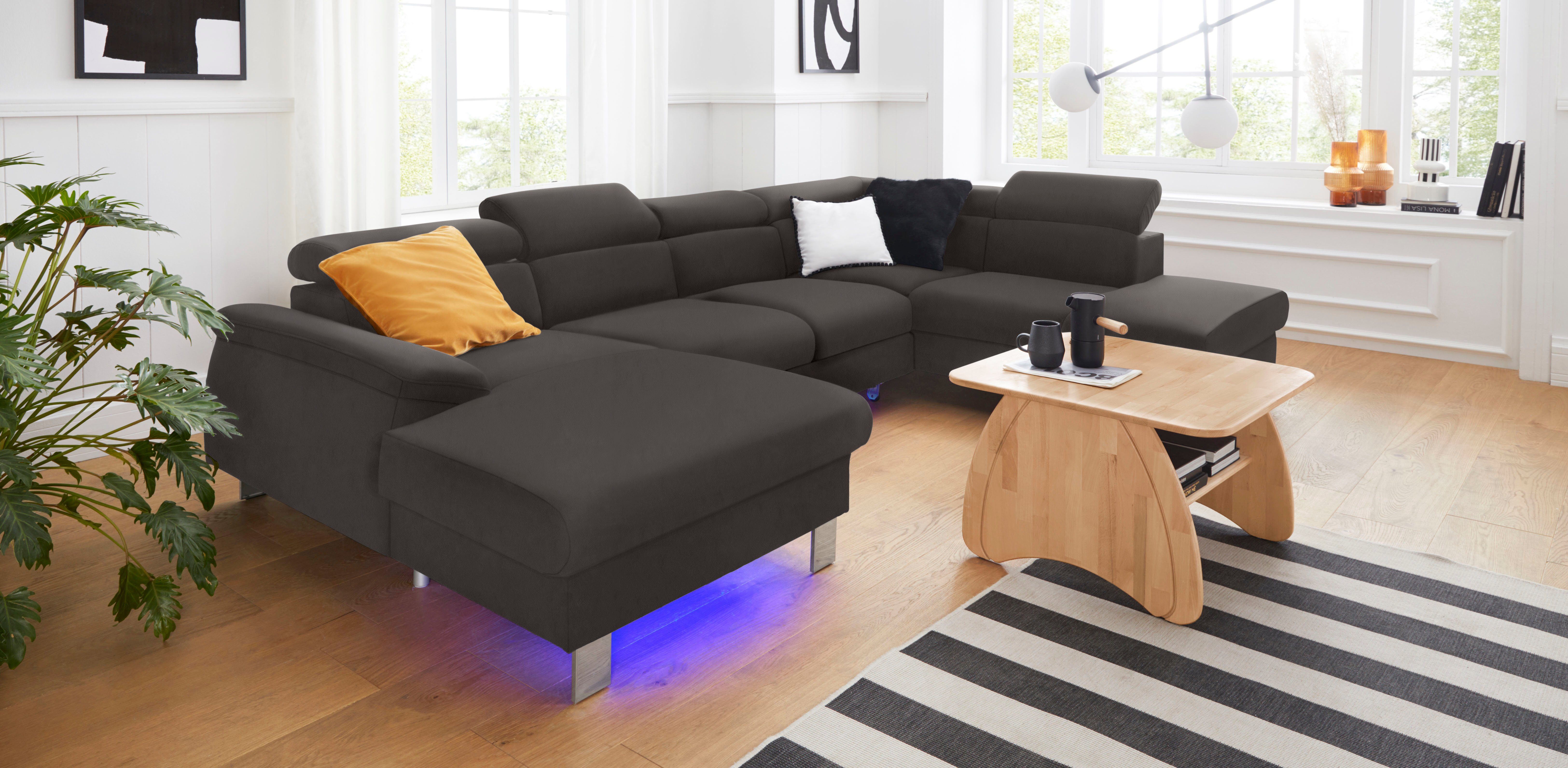 COTTA Zithoek Komaris U-vorm met verstelbare hoofdsteun, naar keuze met slaapfunctie en rgb-led