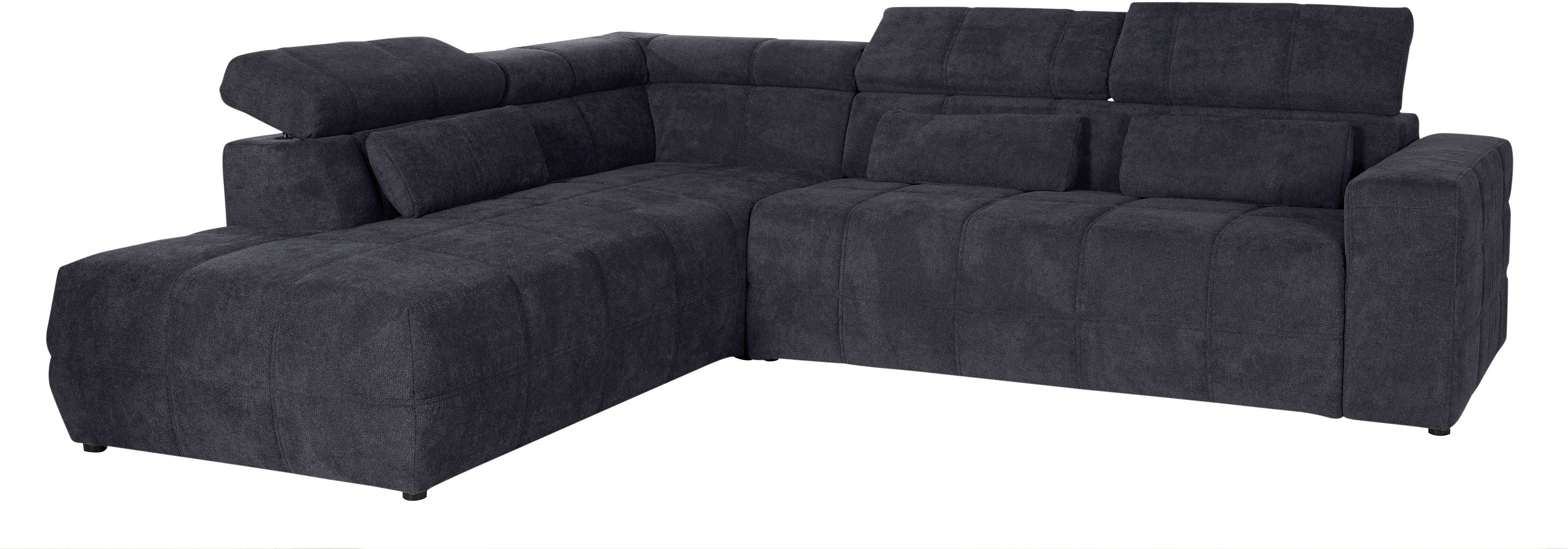 DOMO collection Hoekbank Brandon L-vorm, ook in leer met verstelbare hoofdsteun, naar keuze met verstelbare zitdiepte