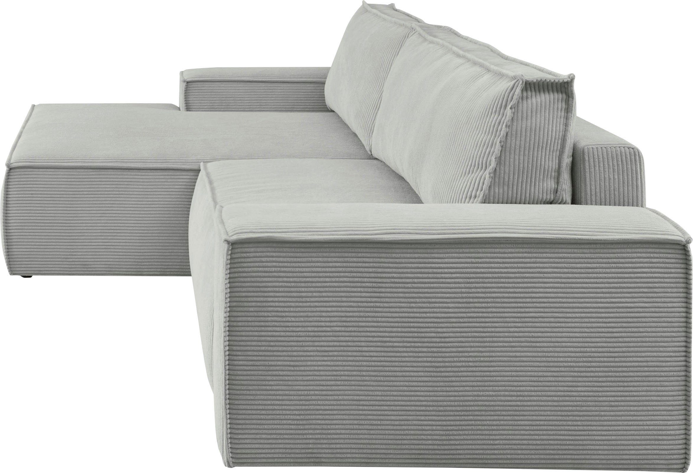 Home affaire Hoekbank SHERWOOD bedbank 267 cm, L-model, Slaapfunctie met bedlade (210x136 cm), cord, vintage, fluweel