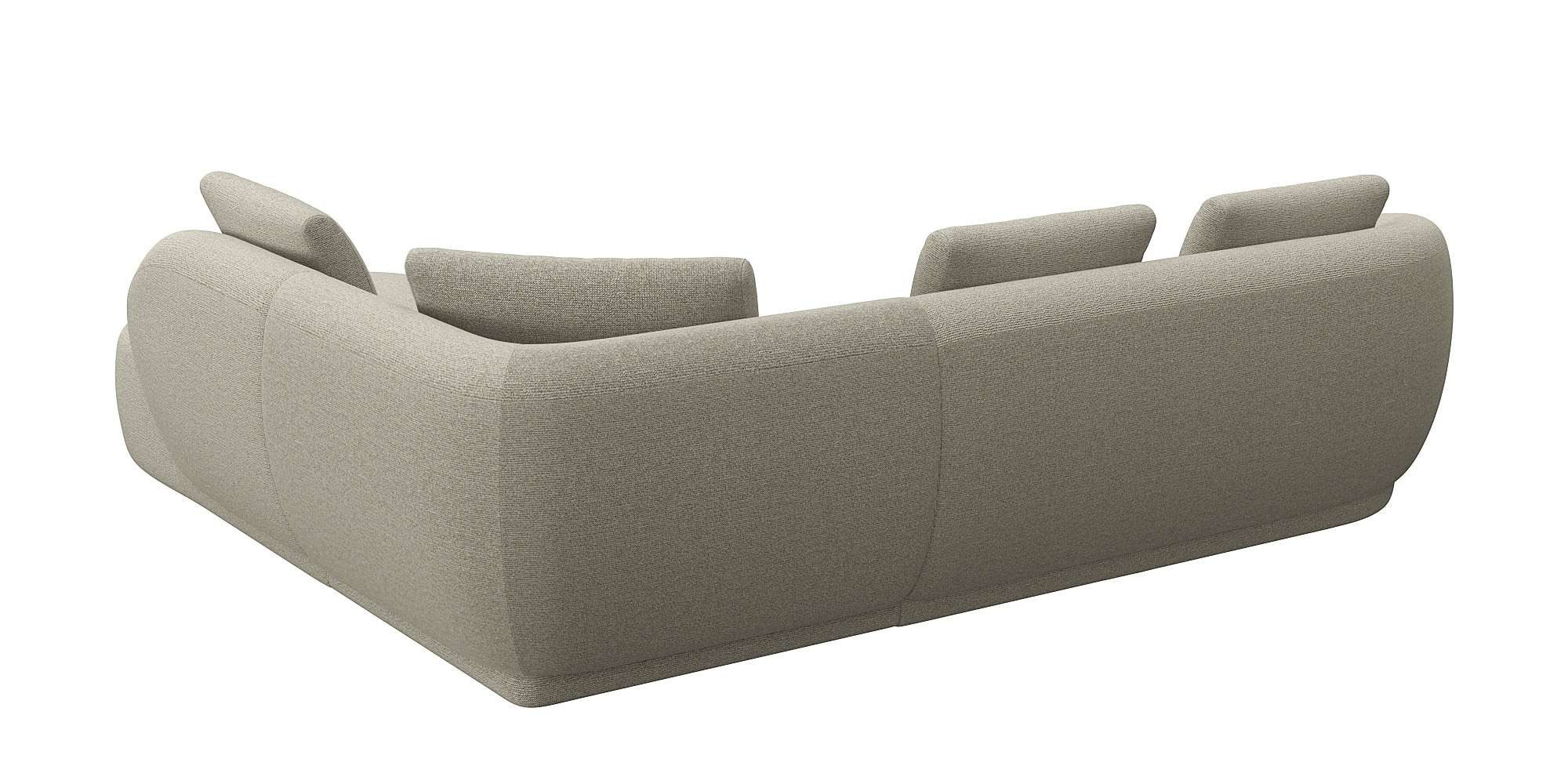 FLEXLUX Hoekbank Torino, rond, L-vorm, bankhoek met ottomane Modern, organisch bankontwerp, koudschuim, golfvering