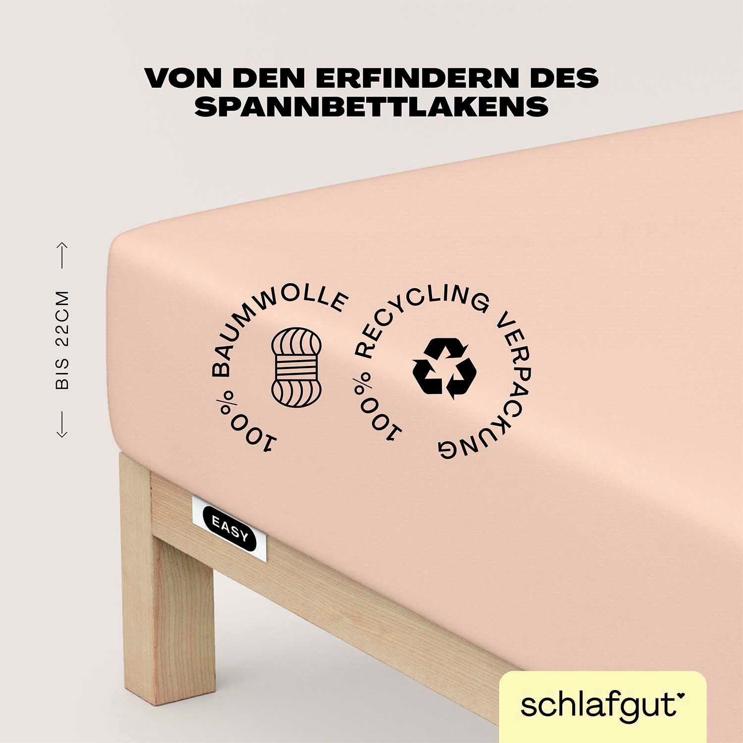 Schlafgut Hoeslaken EASY van 100% katoen, zacht & absorberend, merk-beddengoed voor matrassen tot 22 cm hoogte, in 90x200, 140x200 of 180x200 cm (1