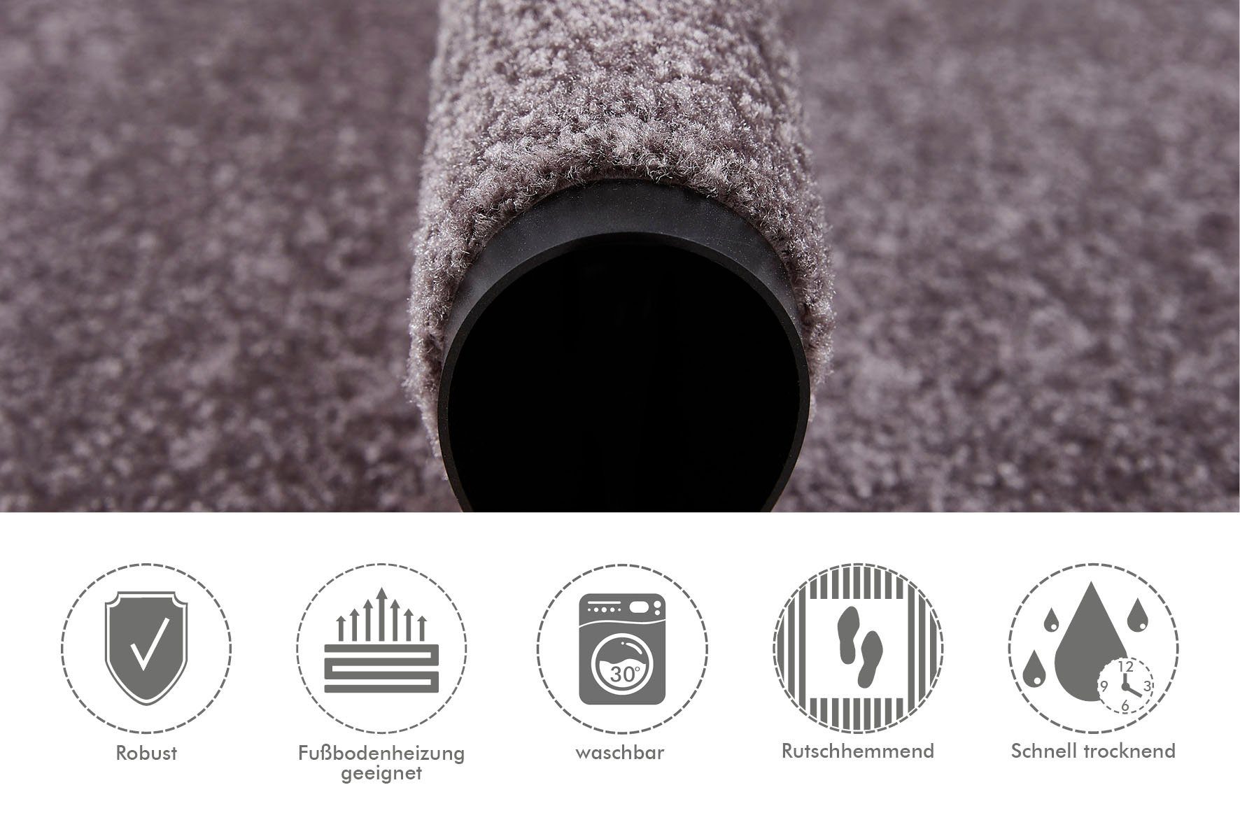 Andiamo Mat Super Wash & Clean, Made in Belgium Vuilopvangmat, uni kleuren, antislip, wasbaar