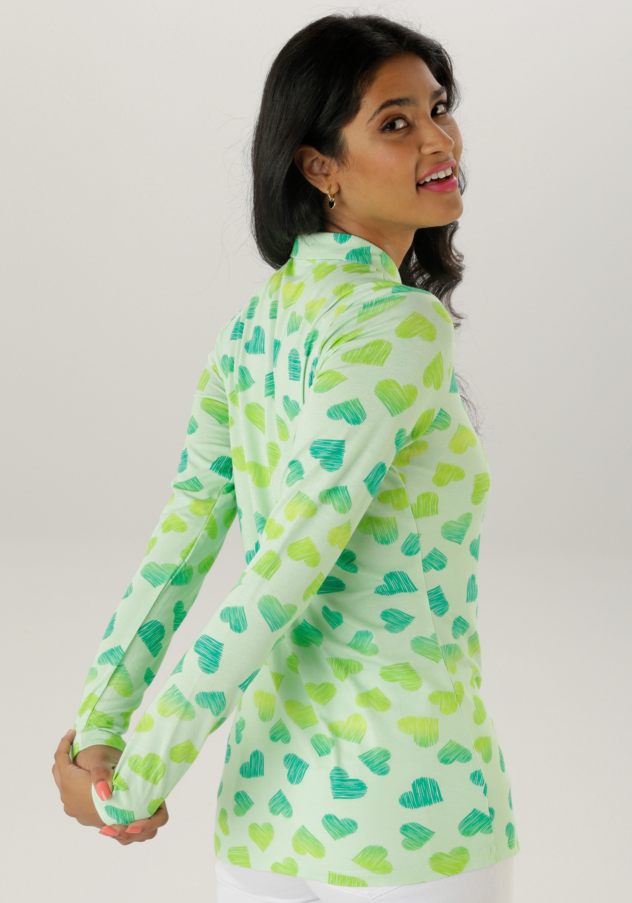 Aniston SELECTED Overhemdblouse met hartenprint allover - nieuwe collectie