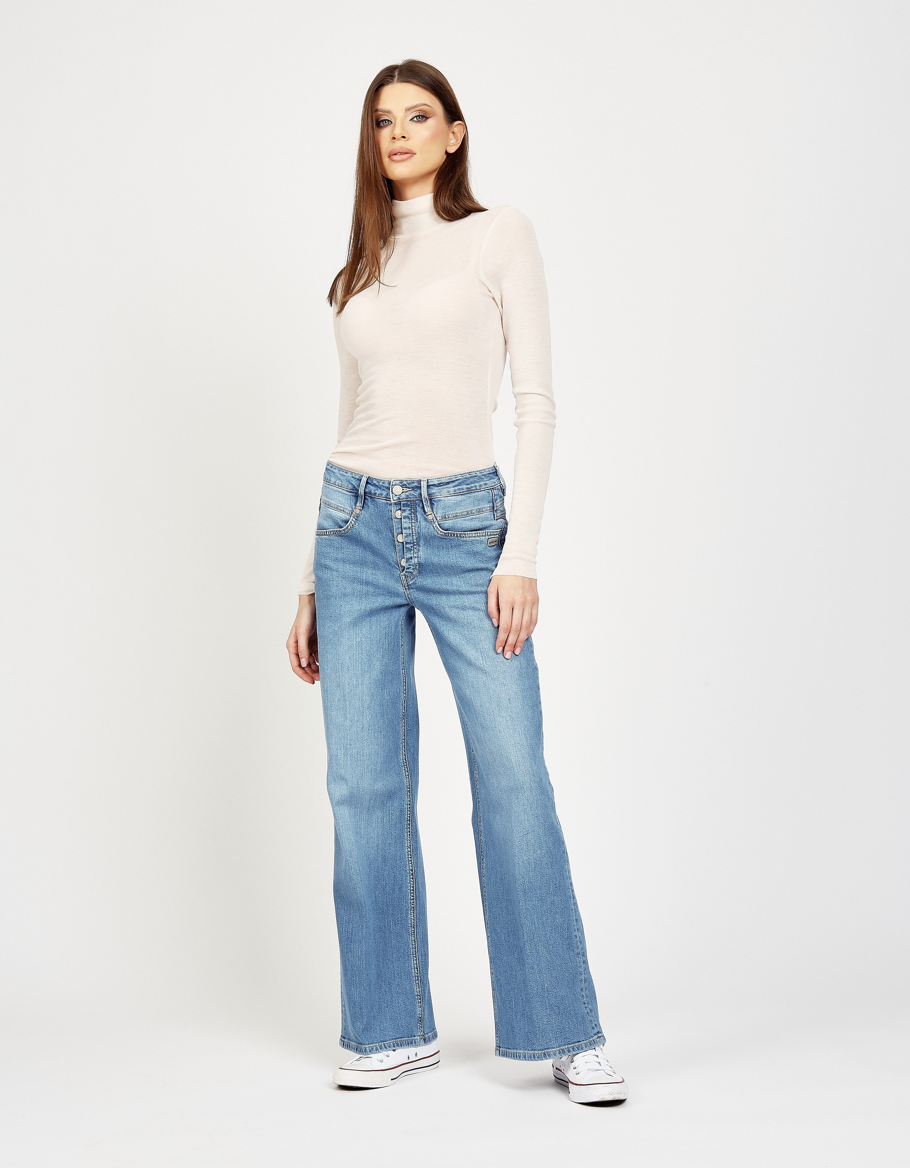 GANG Wijde jeans 94MEDINA WIDE met knoopsluiting