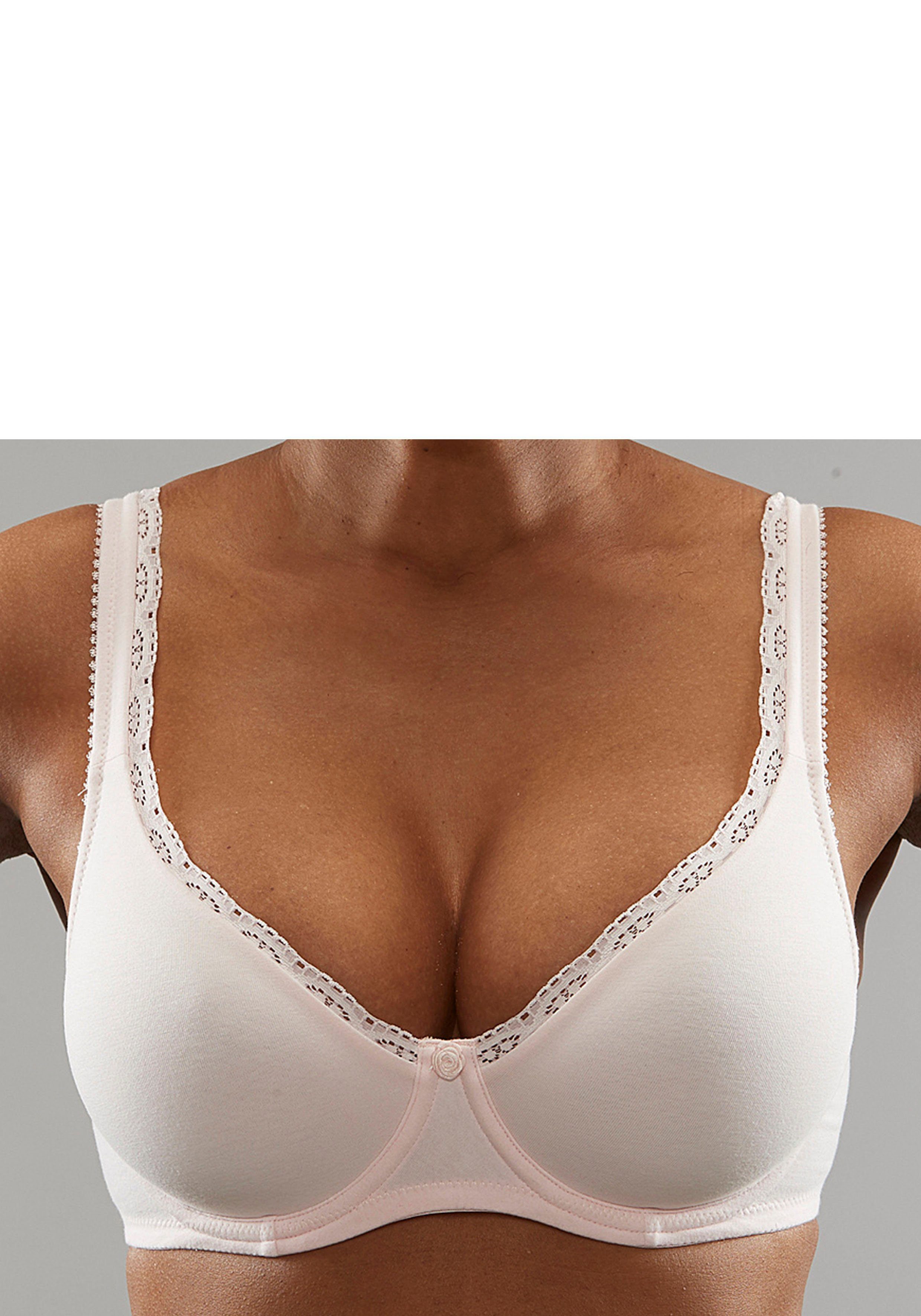 Petite fleur T-shirt-bh met ongevoerde, naadloze cups, gemaakt van katoen(Set van 2)