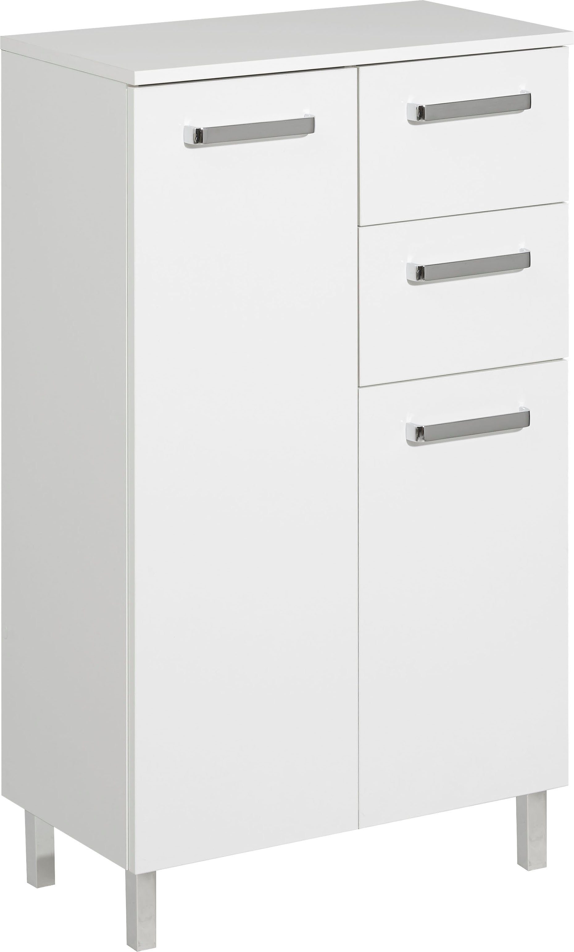 Saphir Onderkast Quickset badkamerkast met 2 deuren, 2 lades, 60 cm breed Badkamer-onderkast inclusief deurdemper, grepen in glanzend chroom