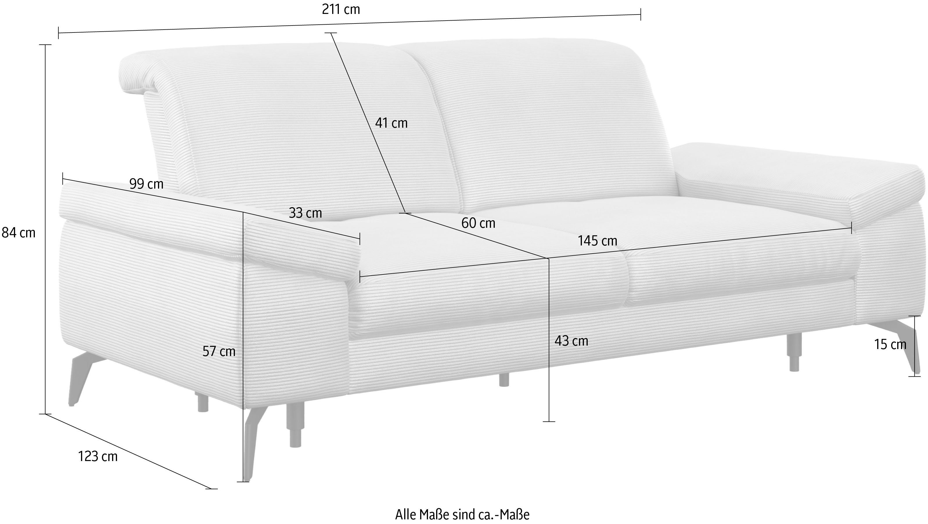 sit&more 2,5-zitsbank Cabana Breedte 211 cm, met of zonder zitdiepte en hoofdeinde
