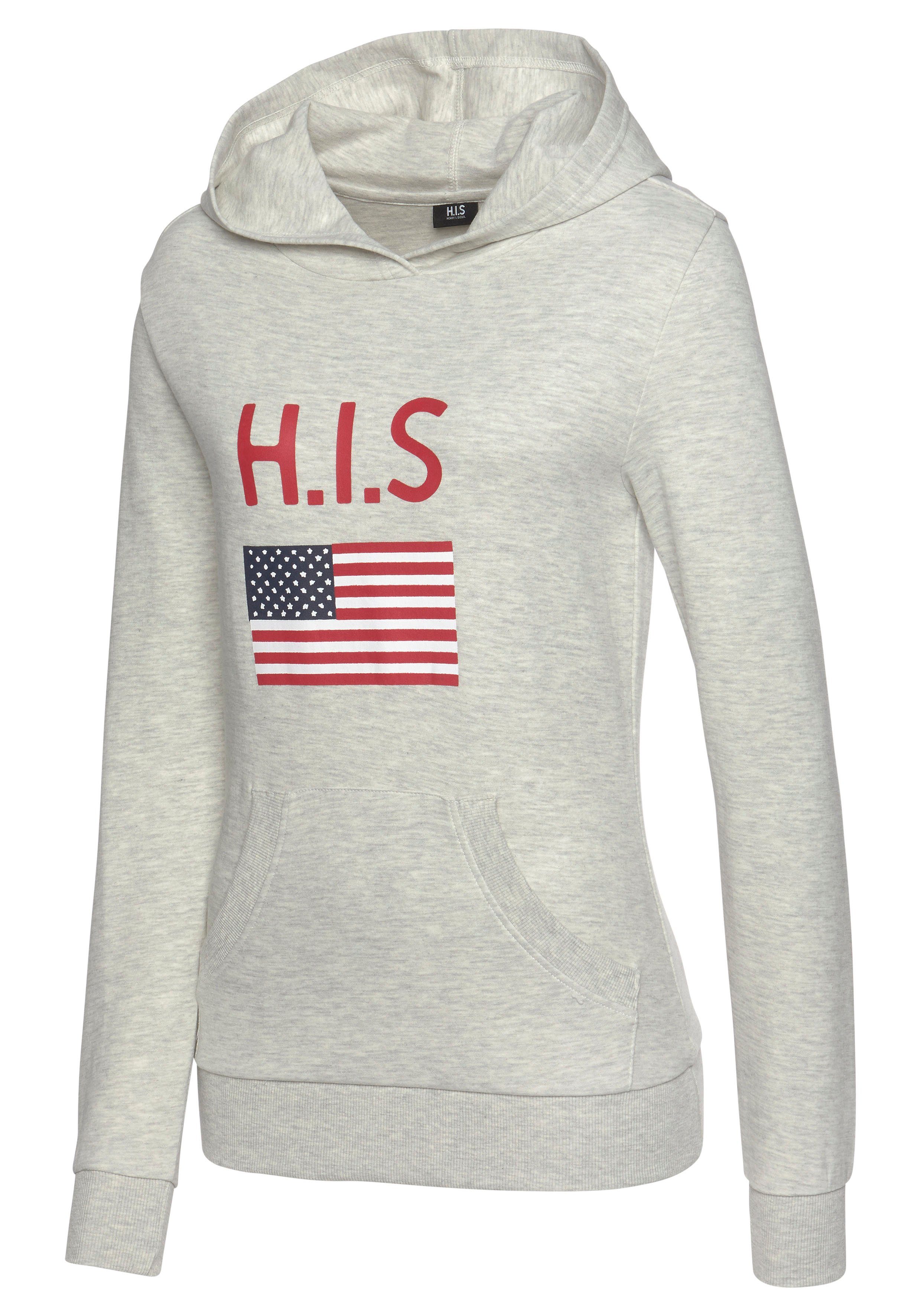 H.I.S Hoodie met logoprint en kangoeroezak, loungepak, hoodie