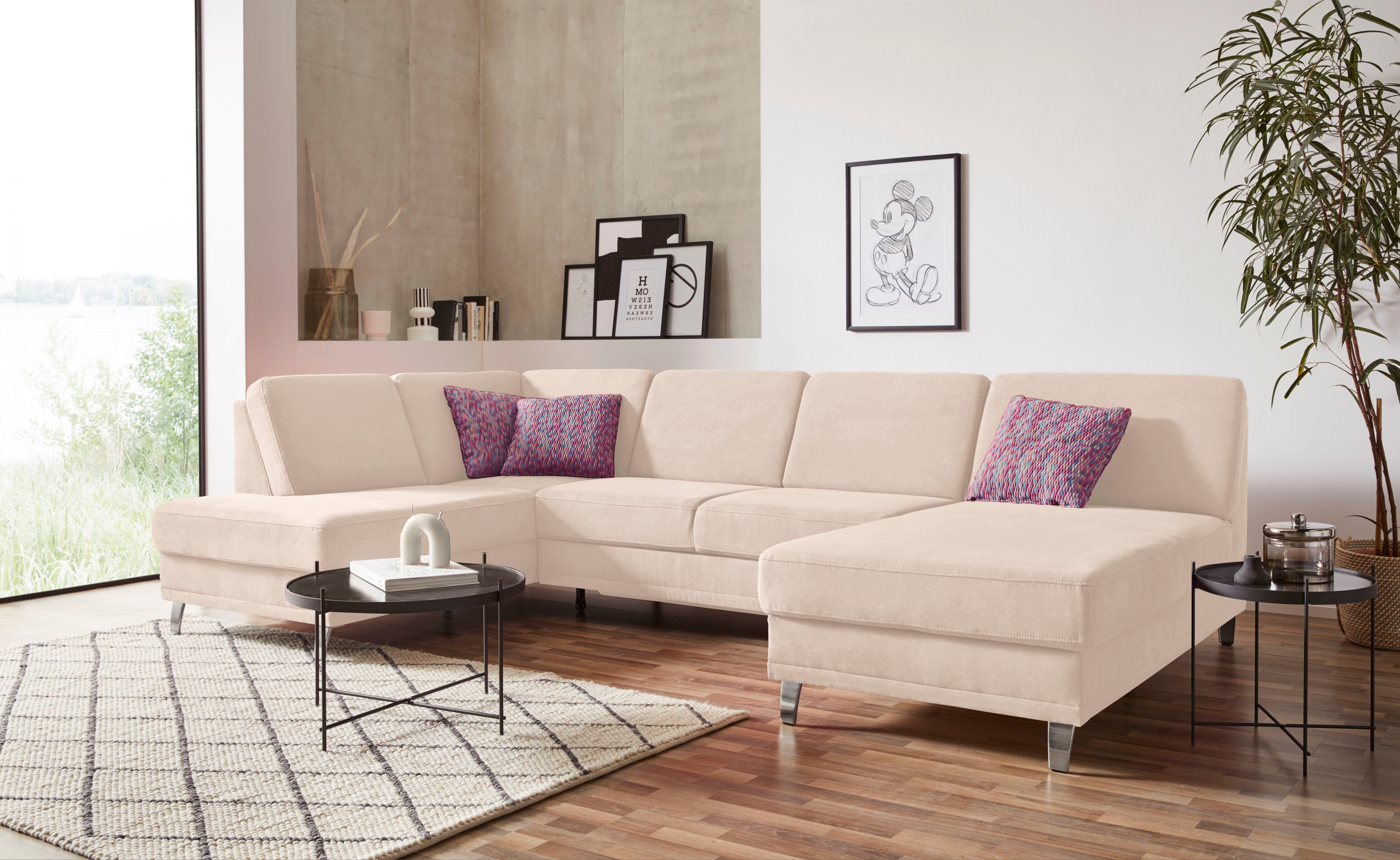 sit&more Zithoek Clio U-vorm naar keuze met slaapfunctie en bedkist, met binnenvering beige, zithoeken, Ottomane links, Zonder slaapfunctie-zonder